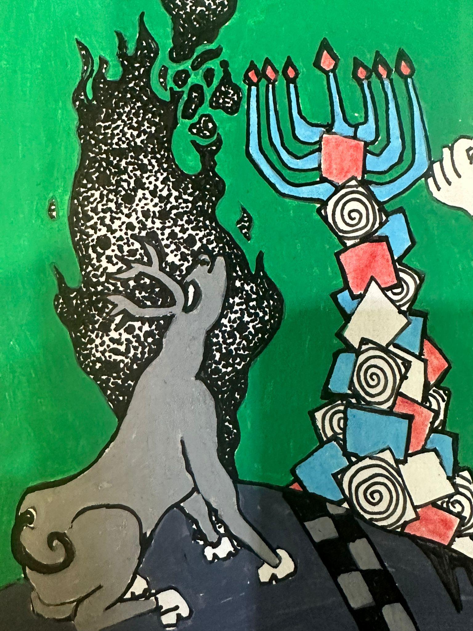 Israeliano Bazooka Joe, un sorprendente disegno in acrilico su carta in vendita