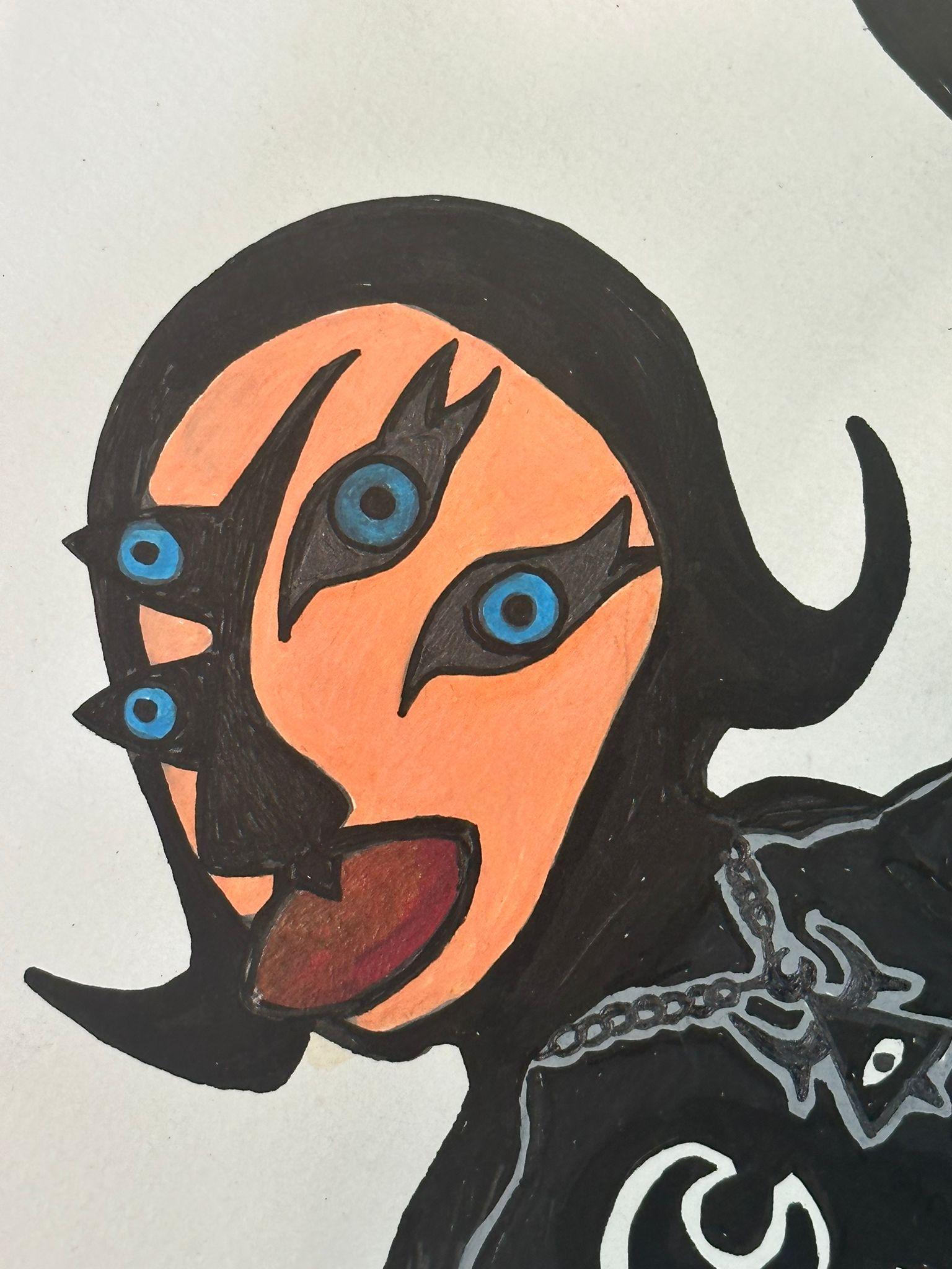 Bazooka Joe Stuning Acrylic on Paper Drawing In Excellent Condition For Sale In New York, NY