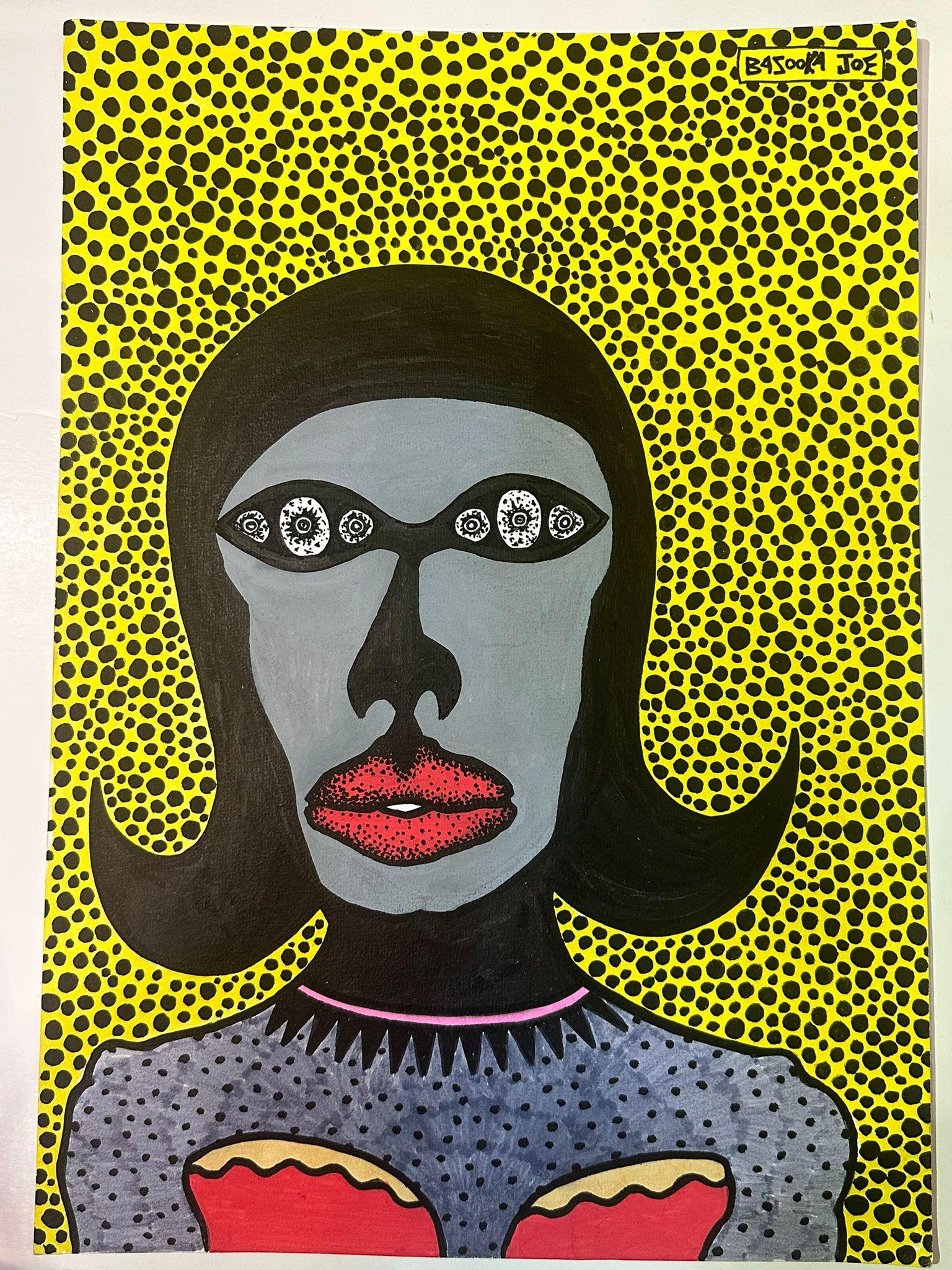 Post-Modern Bazooka Joe Untitled Acrylic on Paper For Sale