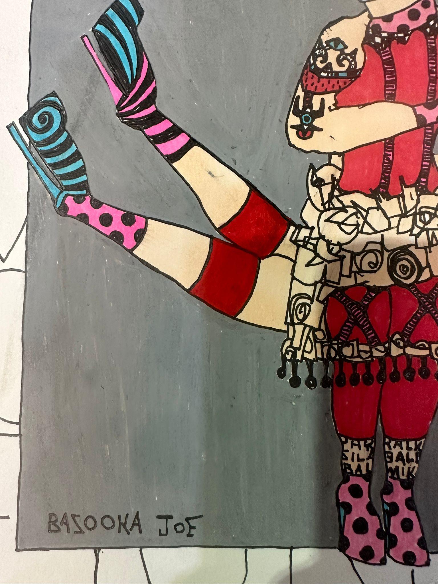Post-Modern Bazooka Joe Untitled Acrylic on Paper For Sale
