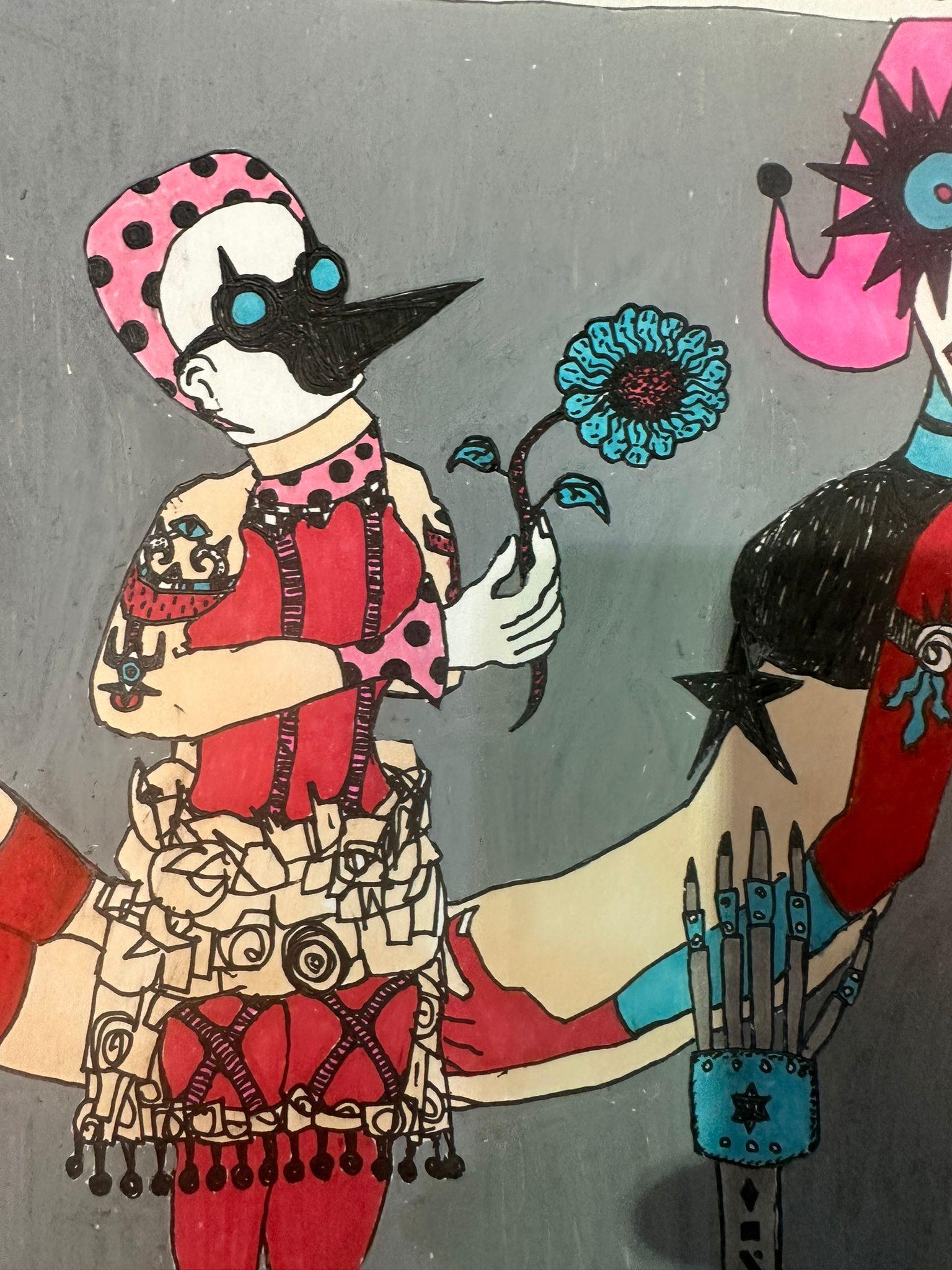 Israeli Bazooka Joe Untitled Acrylic on Paper For Sale