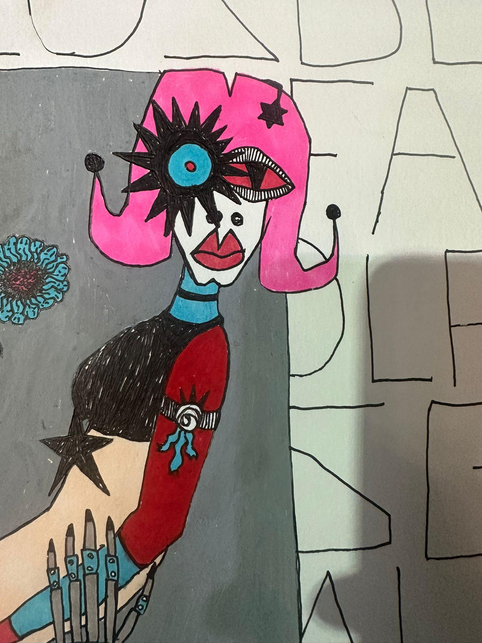 Hand-Painted Bazooka Joe Untitled Acrylic on Paper For Sale