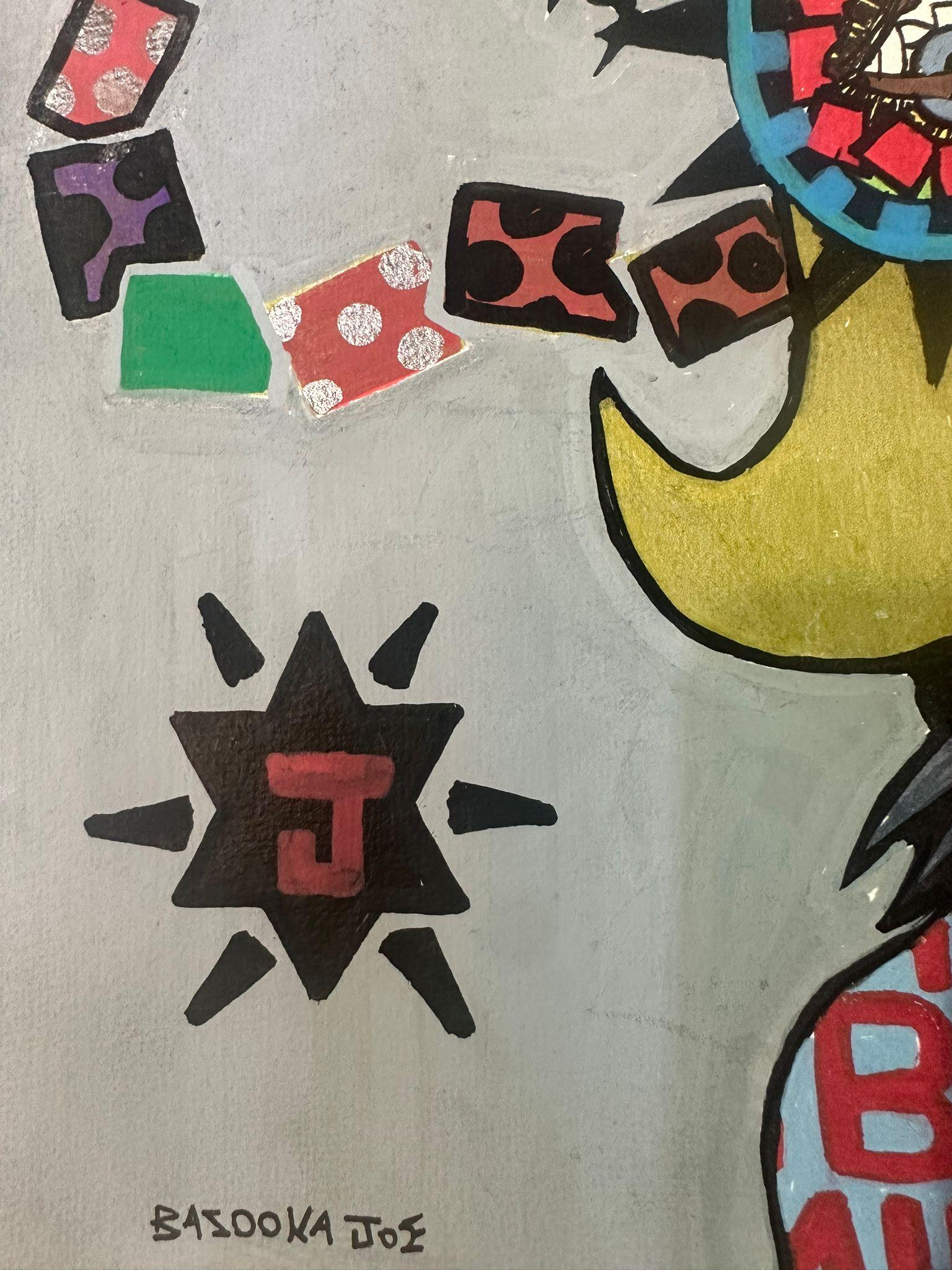 Bazooka Joe, Ohne Titel, Acryl auf Papier, atemberaubende Zeichnung (Postmoderne) im Angebot