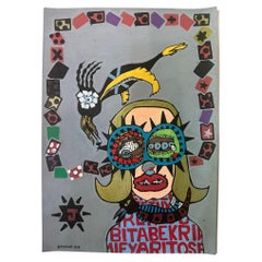 Bazooka Joe Untitled Acrylic on Paper Stunning Drawing