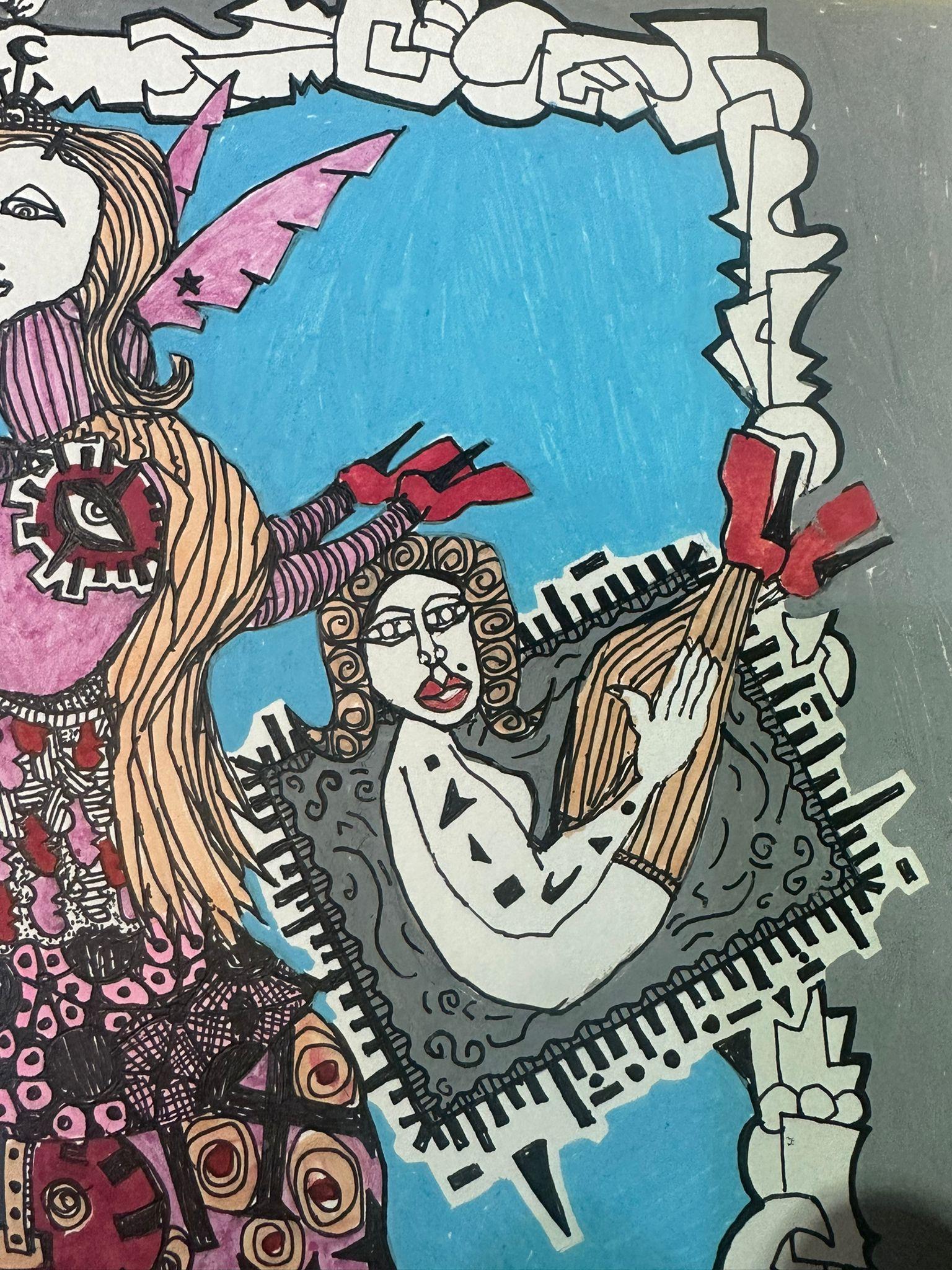 Bazooka Joe Untitled Stunning Acrylic on Paper Drawing 3