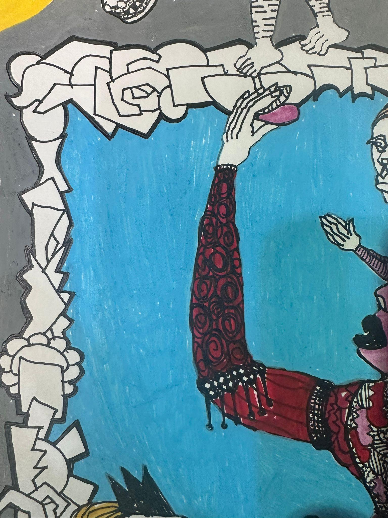 Bazooka Joe Untitled Stunning Acrylic on Paper Drawing 4
