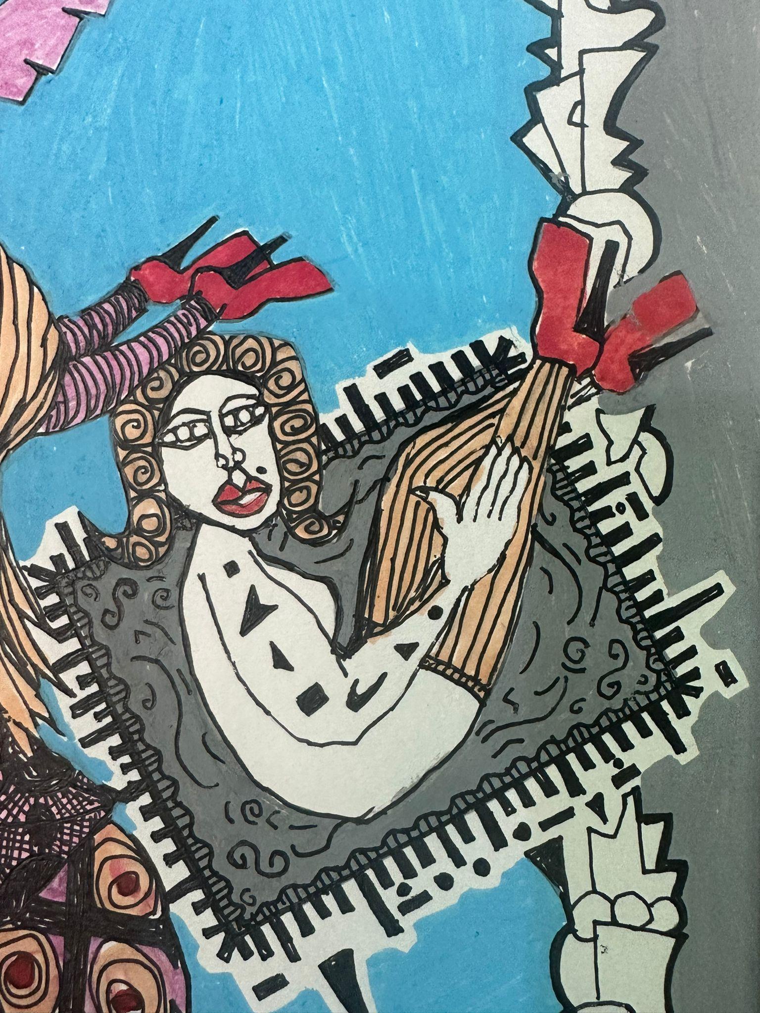 Bazooka Joe Untitled Stunning Acrylic on Paper Drawing In Excellent Condition In New York, NY