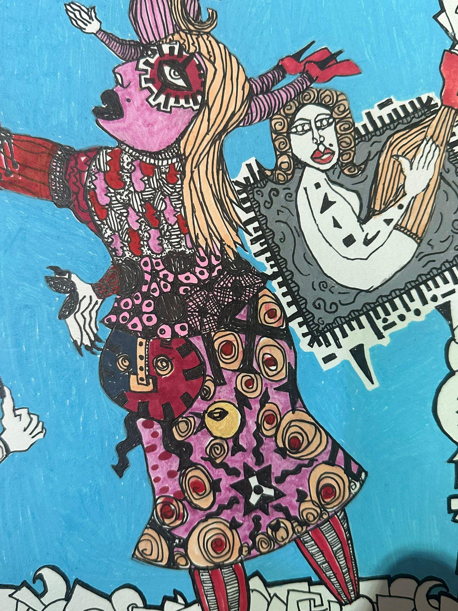 Bazooka Joe Untitled Stunning Acrylic on Paper Drawing 1