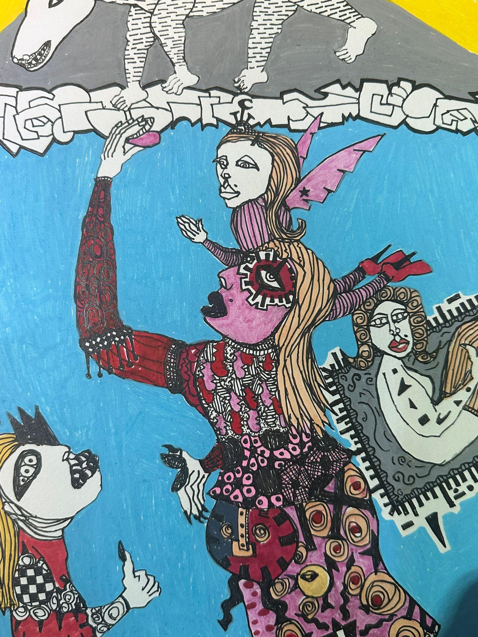 Bazooka Joe Untitled Stunning Acrylic on Paper Drawing 2