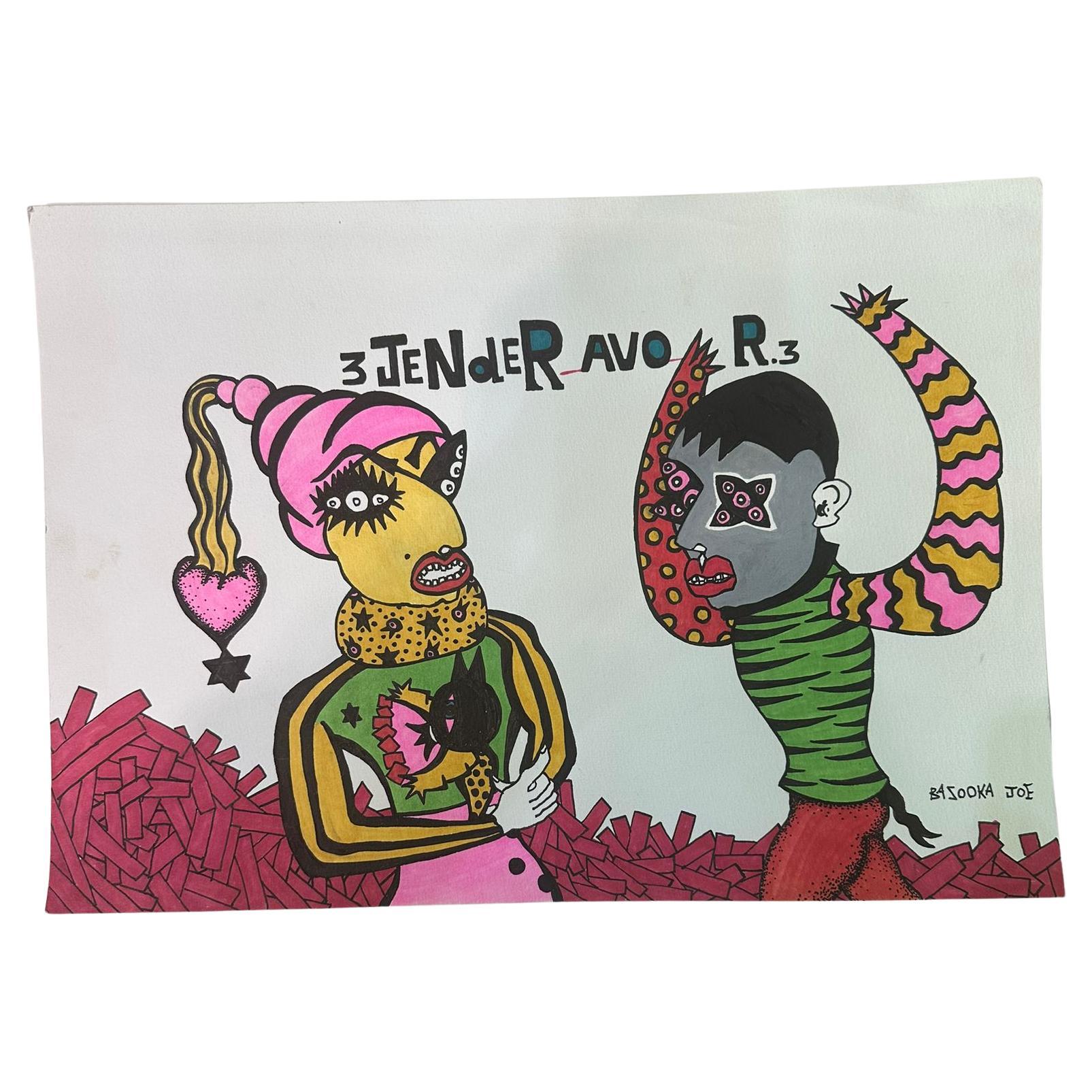Bazooka Joe Senza Titolo Stupefacente Disegno acrilico su carta