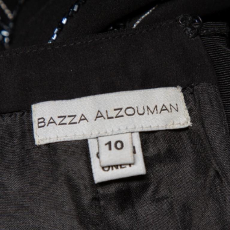 Bazza Alzouman Black Silk Sequin Embellished Open Back Wide Leg Jumpsuit L In Excellent Condition For Sale In Dubai, Al Qouz 2