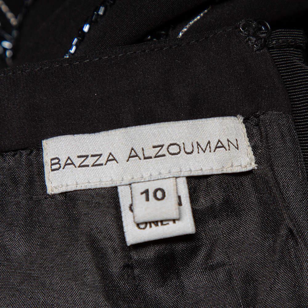 Bazza Alzouman Black Silk Sequin Embellished Open Back Wide Leg Jumpsuit L For Sale 2