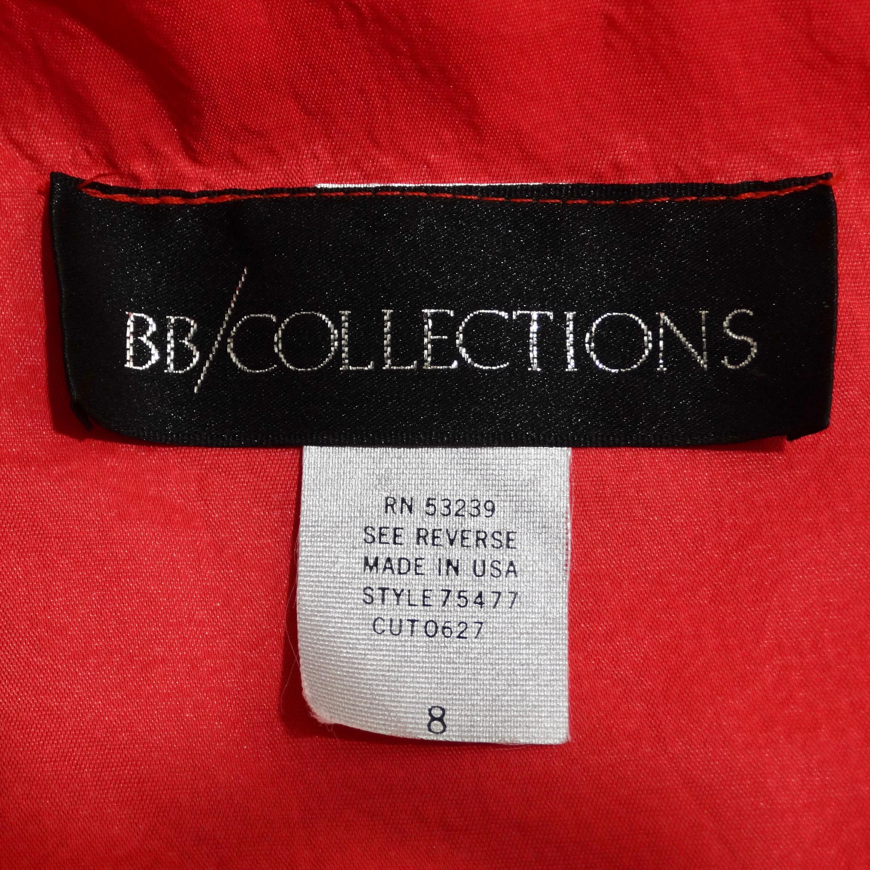 Robe rouge asymétrique à motifs roses des collections BB des années 1980 en vente 6
