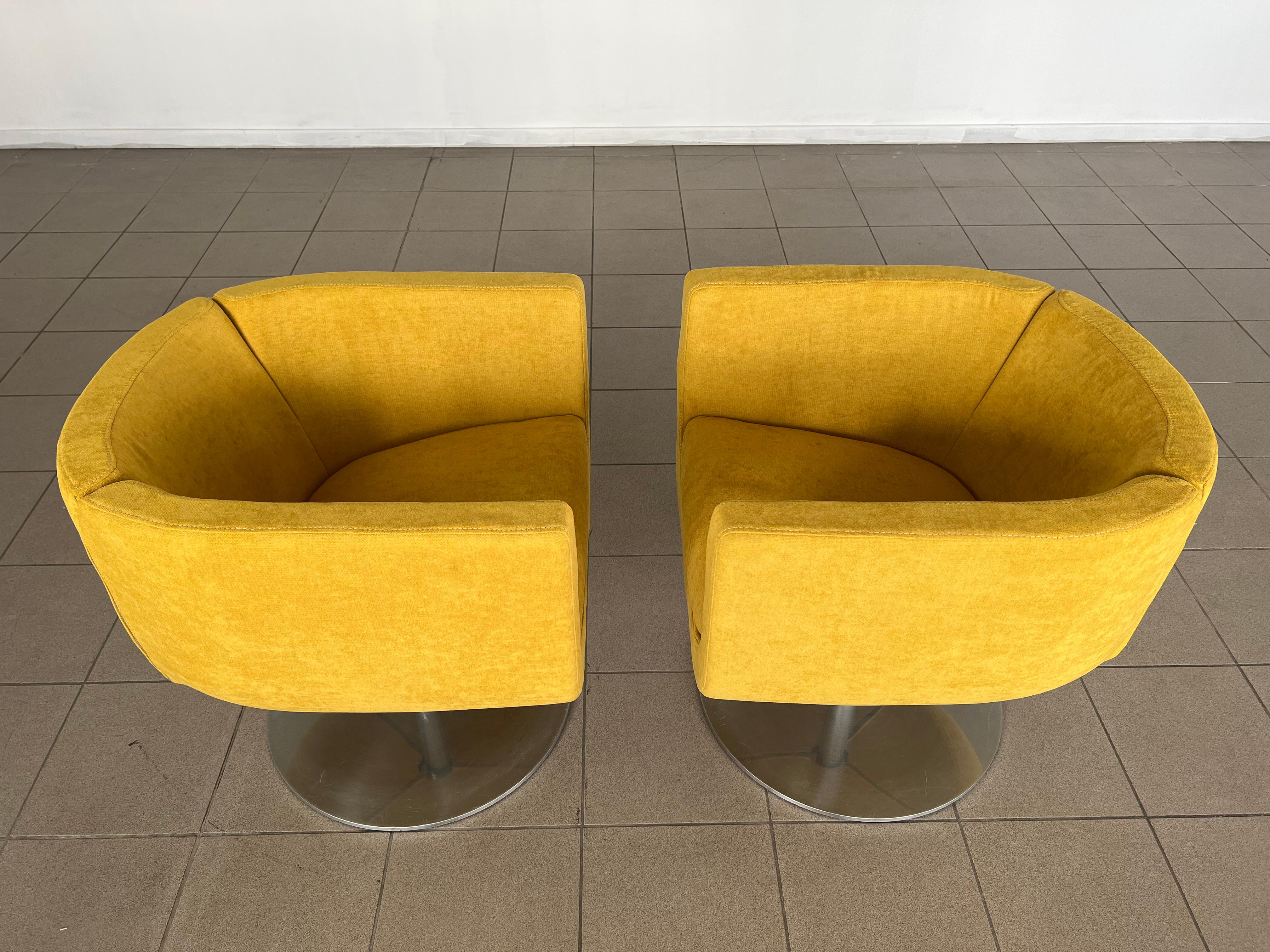 Contemporary B&b Italia 360 Degrees Rotatable Tulip Model Yellow Armchairs by Jeffrey Bernett