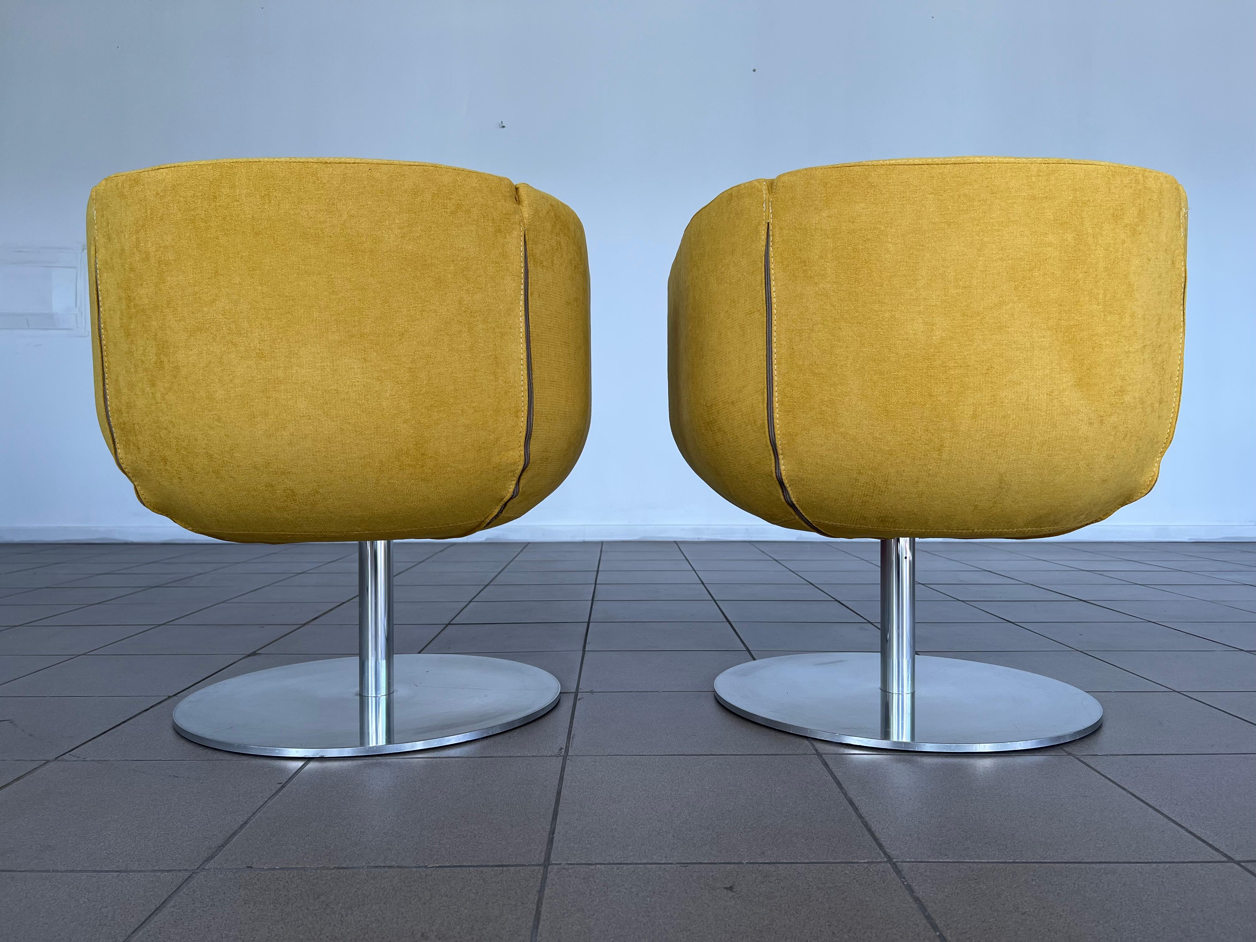 Aluminum B&b Italia 360 Degrees Rotatable Tulip Model Yellow Armchairs by Jeffrey Bernett