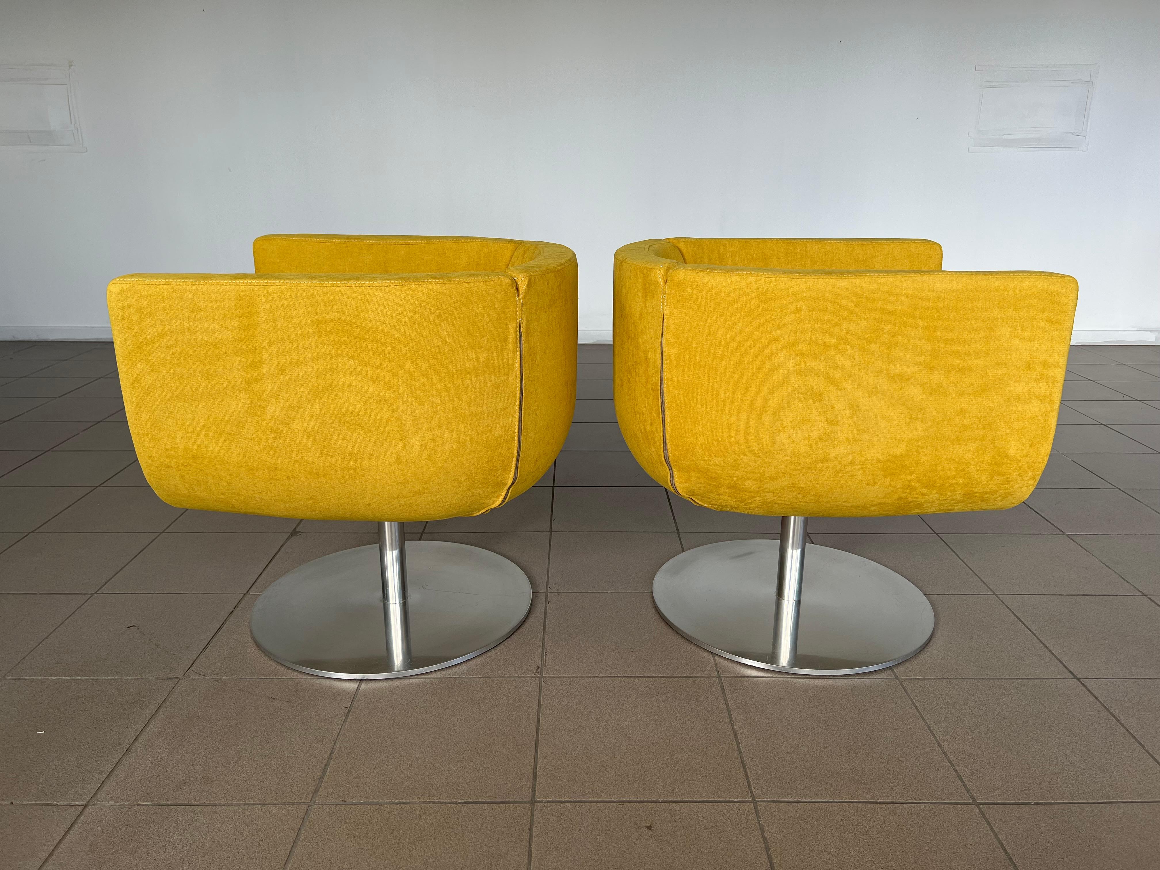 B&b Italia 360 Degrees Rotatable Tulip Model Yellow Armchairs by Jeffrey Bernett 2