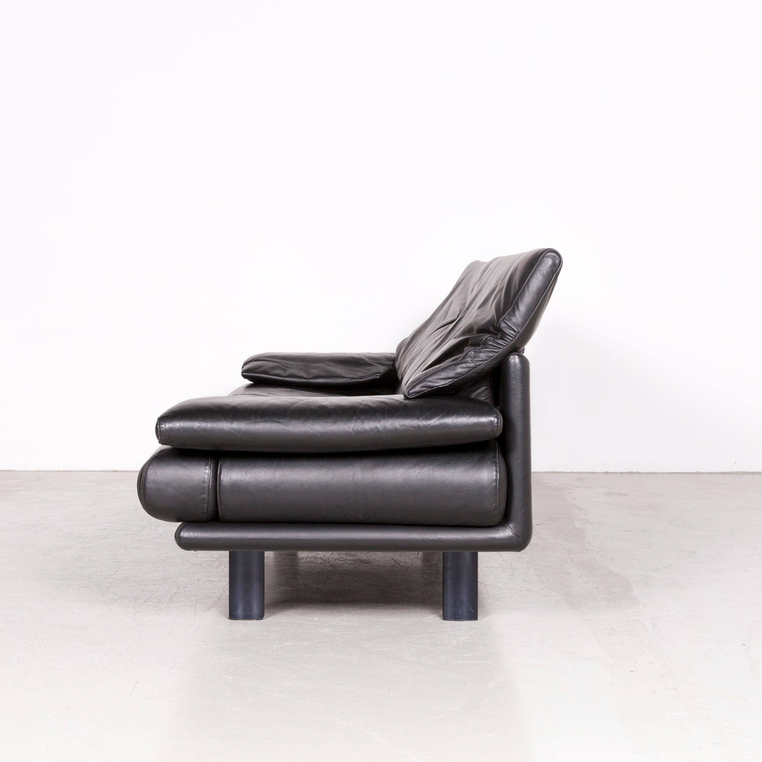 B&B Italia Alanda Designer Leather Sofa Black Three-Seat Couch Relax For Sale 4