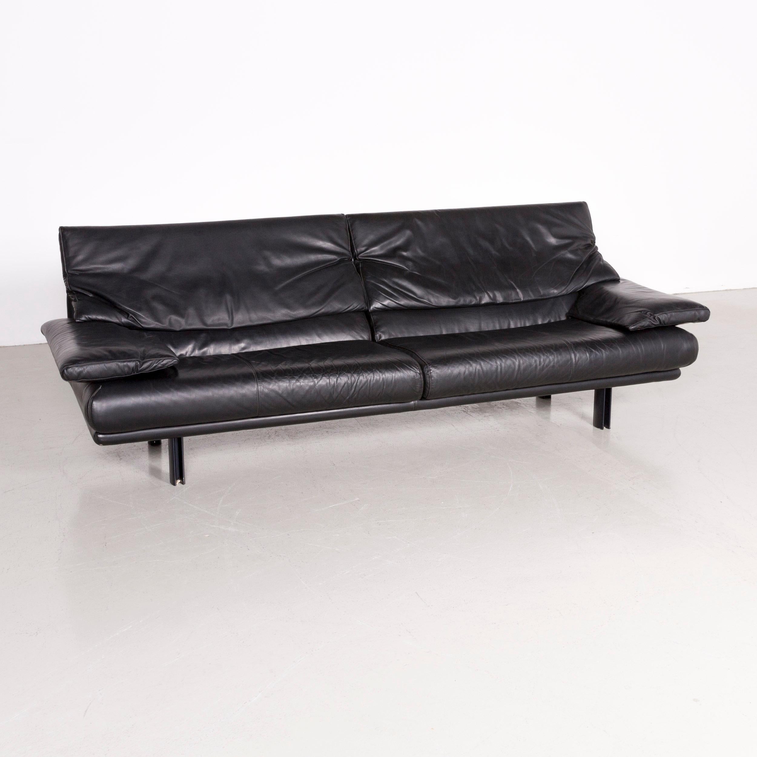 B&B Italia Alanda designer leather sofa black three-seat couch relax.