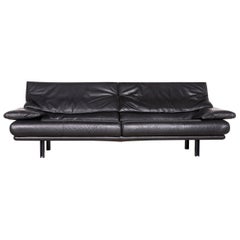 B&B Italia Alanda Designer Leather Sofa Black Three-Seat Couch Relax