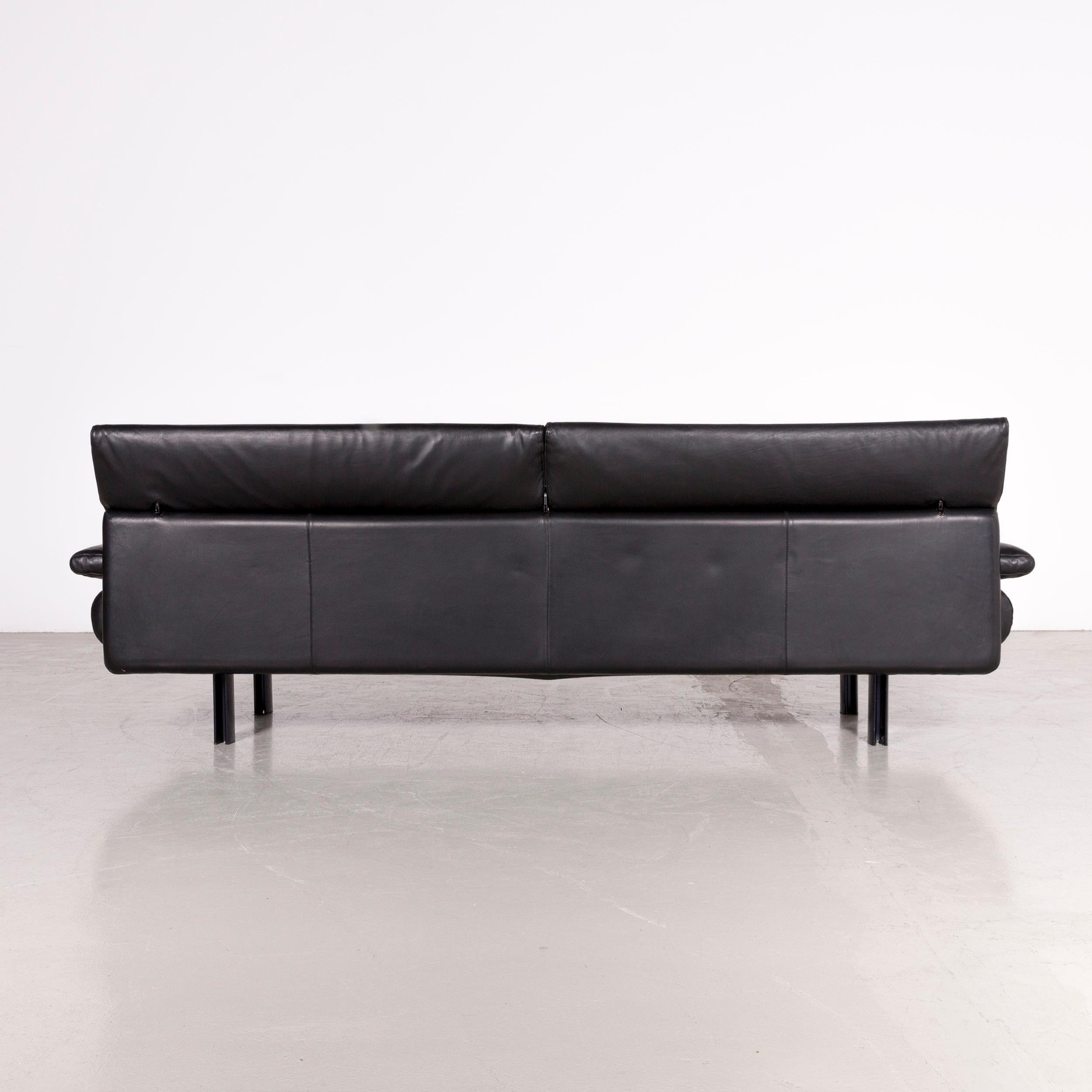 B&B Italia Alanda Designer Leather Sofa Set Black Three-Seat Couch Relax For Sale 4