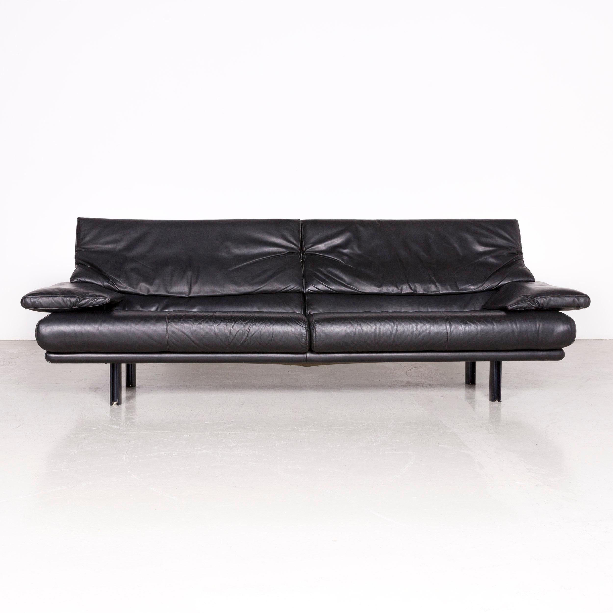 B&B Italia Alanda designer leather sofa set black three-seat couch relax.