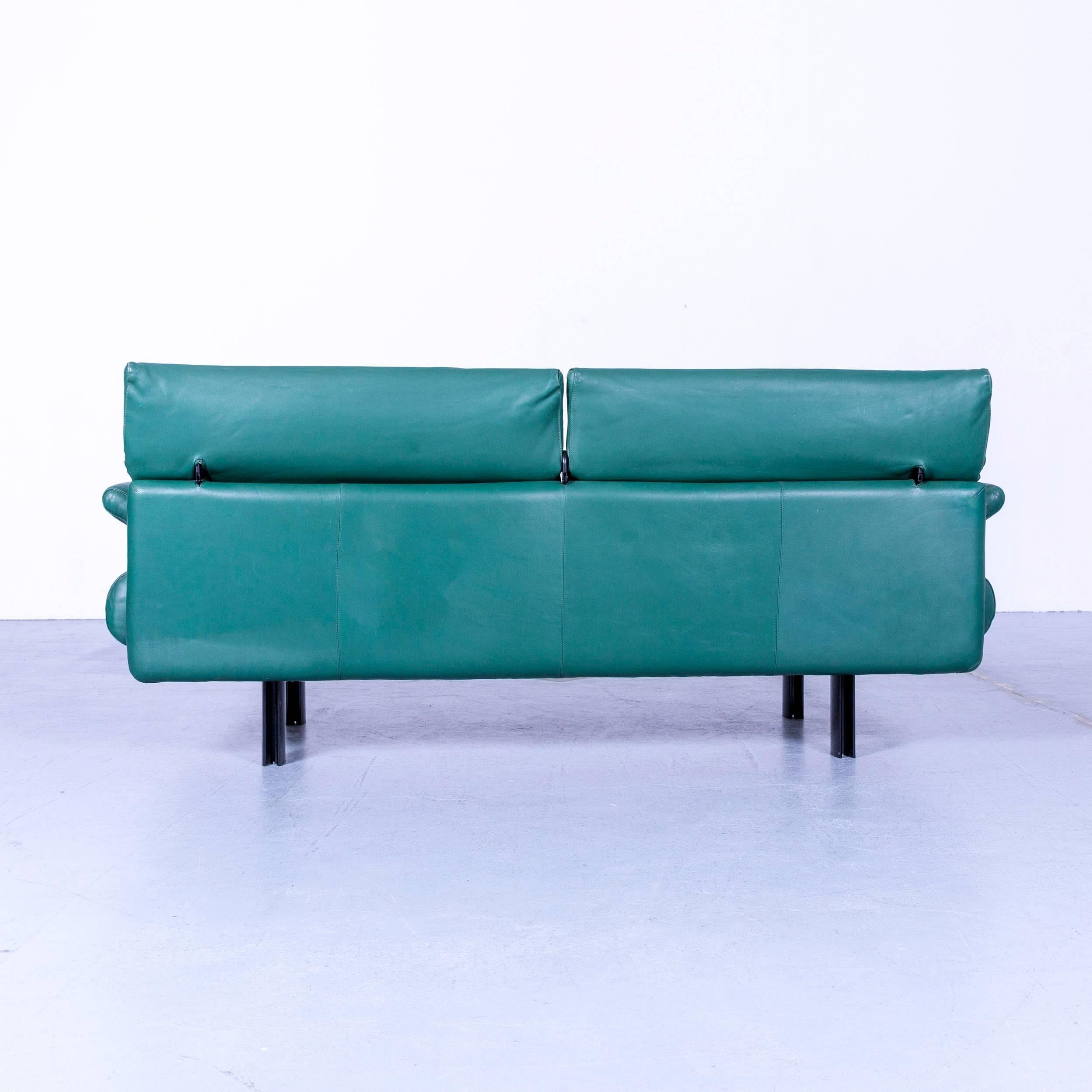 B&B Italia Alanda Leather Sofa Turqoise Blue Two-Seat 4