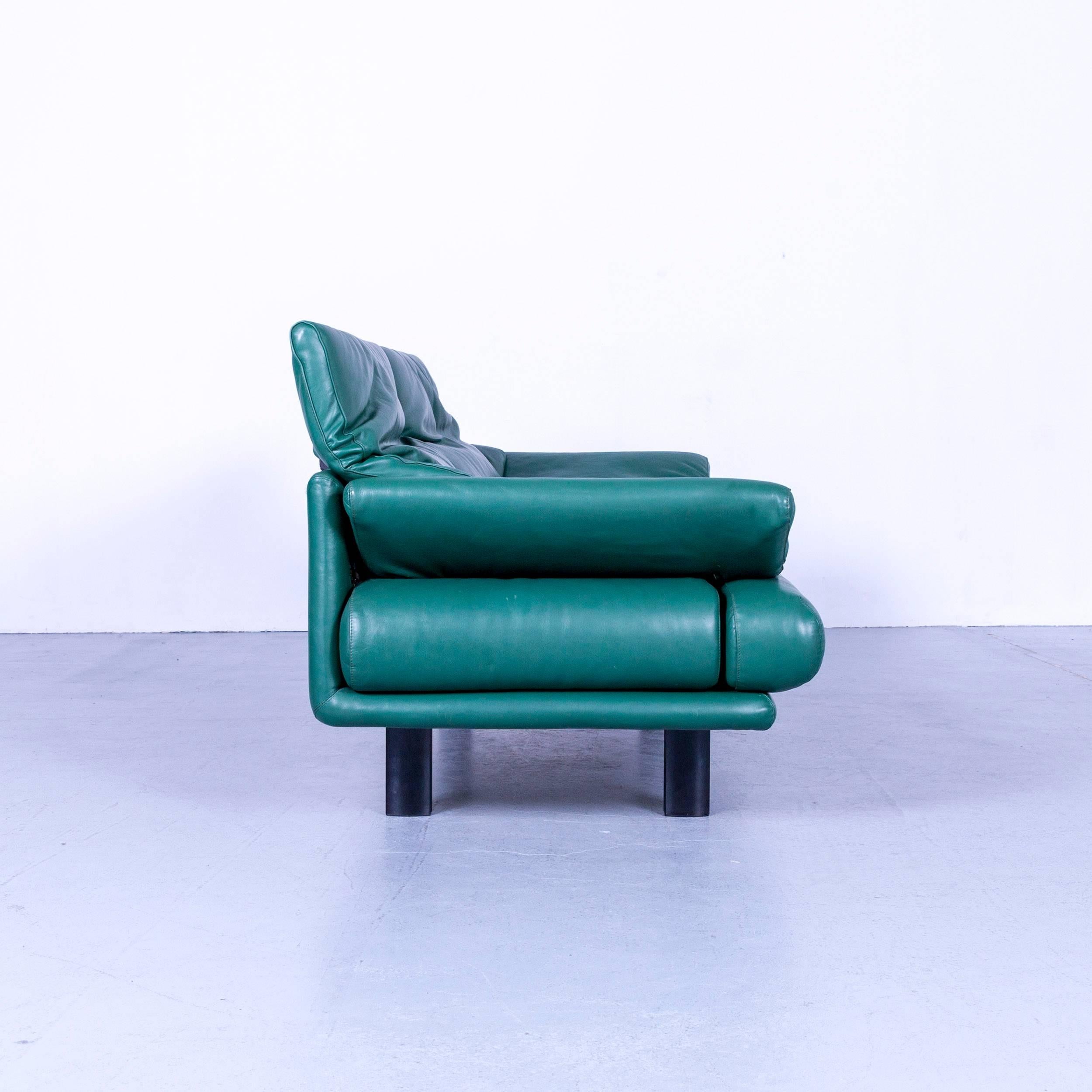 B & B Italia Alanda Leather Sofa Turquoise Blue Two-Seat For Sale 4