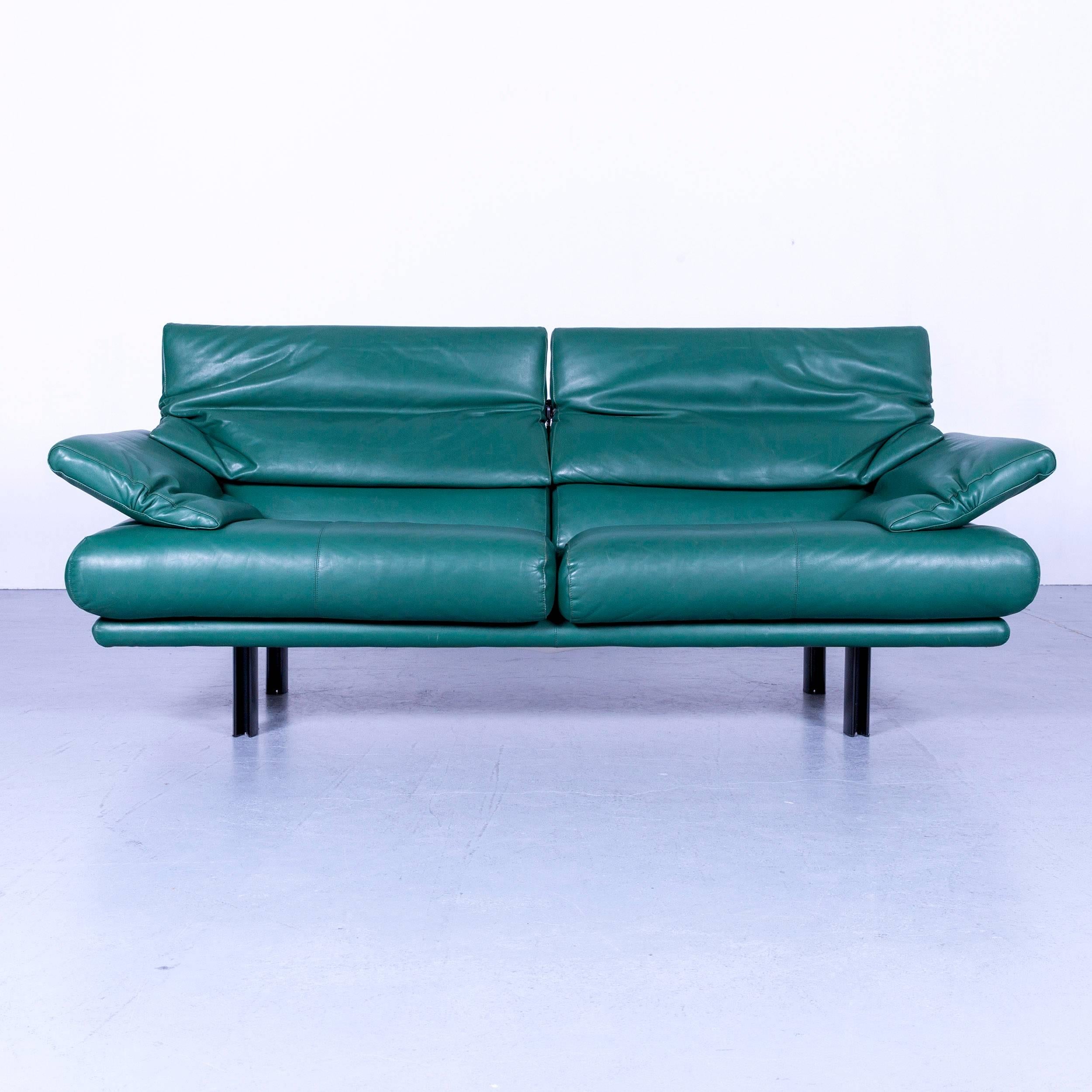 B & B Italia Alanda Leather Sofa Turquoise Blue Two-Seat In Good Condition For Sale In Cologne, DE