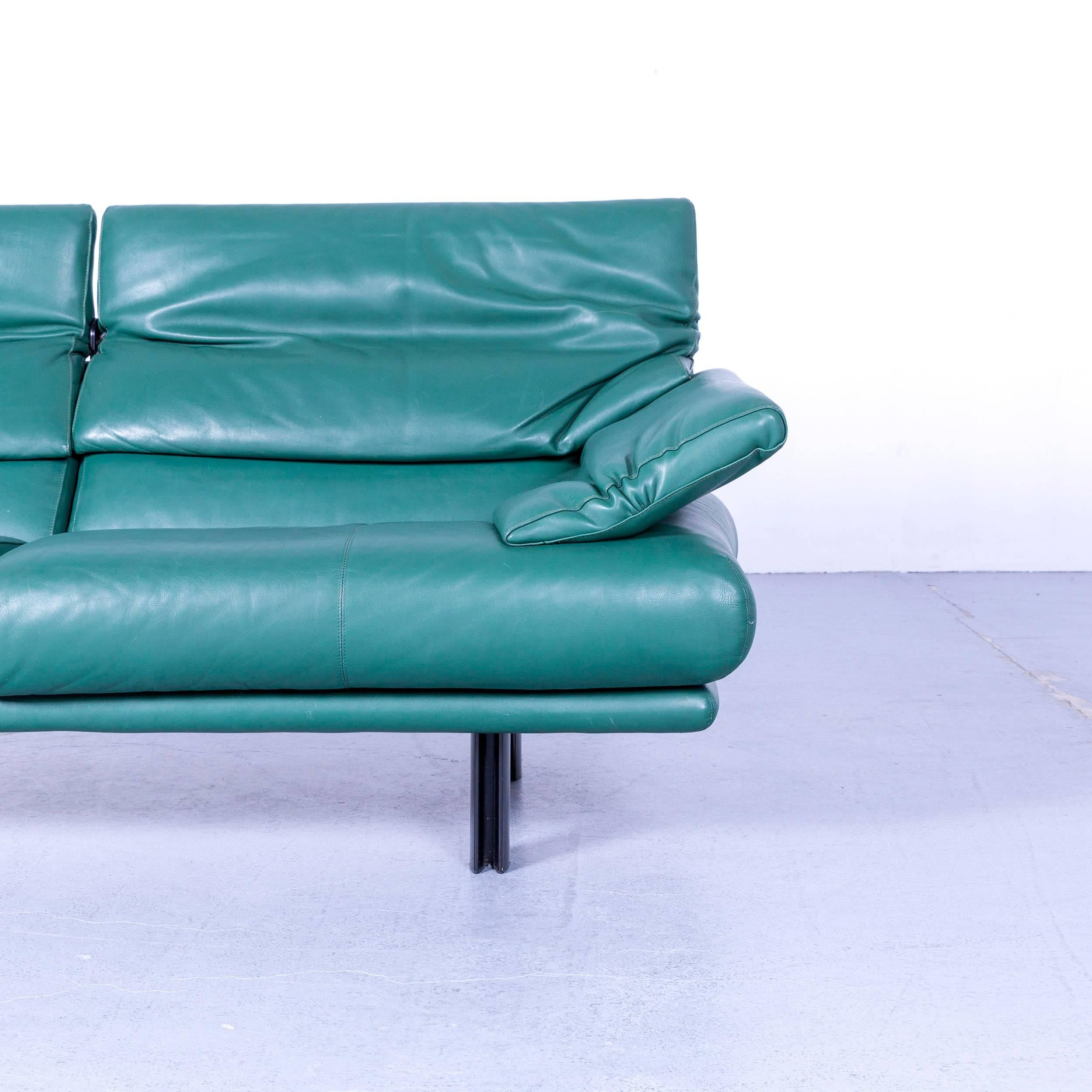 Fabric B & B Italia Alanda Leather Sofa Turquoise Blue Two-Seat For Sale