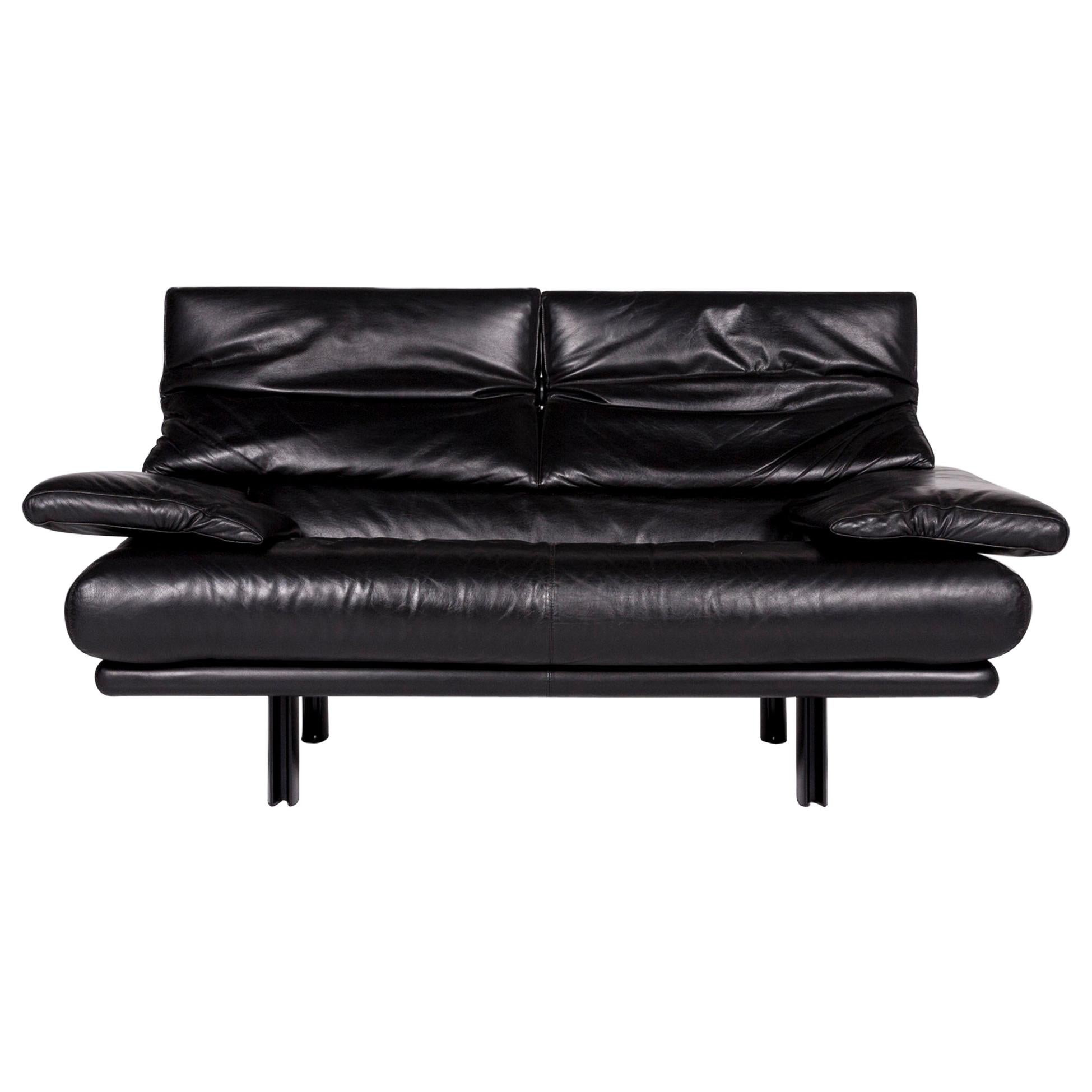 B&B Italia Alanda Leder Sofa Schwarz Zweisitzer Function Couch For Sale