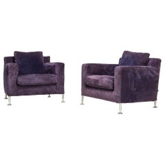 B&B Italia Antonio Citterio Dark Purple Fabric Harry Armchairs, Set of 2