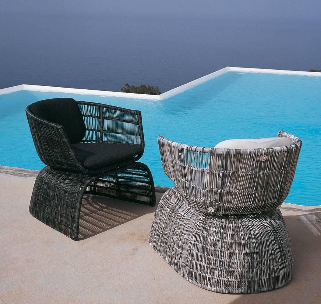 Contemporary B&B Italia Armchair Crinoline, Patricia Urquiola, Black & White, Indoor, Outdoor