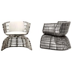 B&B Italia Armchair Crinoline, Patricia Urquiola, Black & White, Indoor, Outdoor