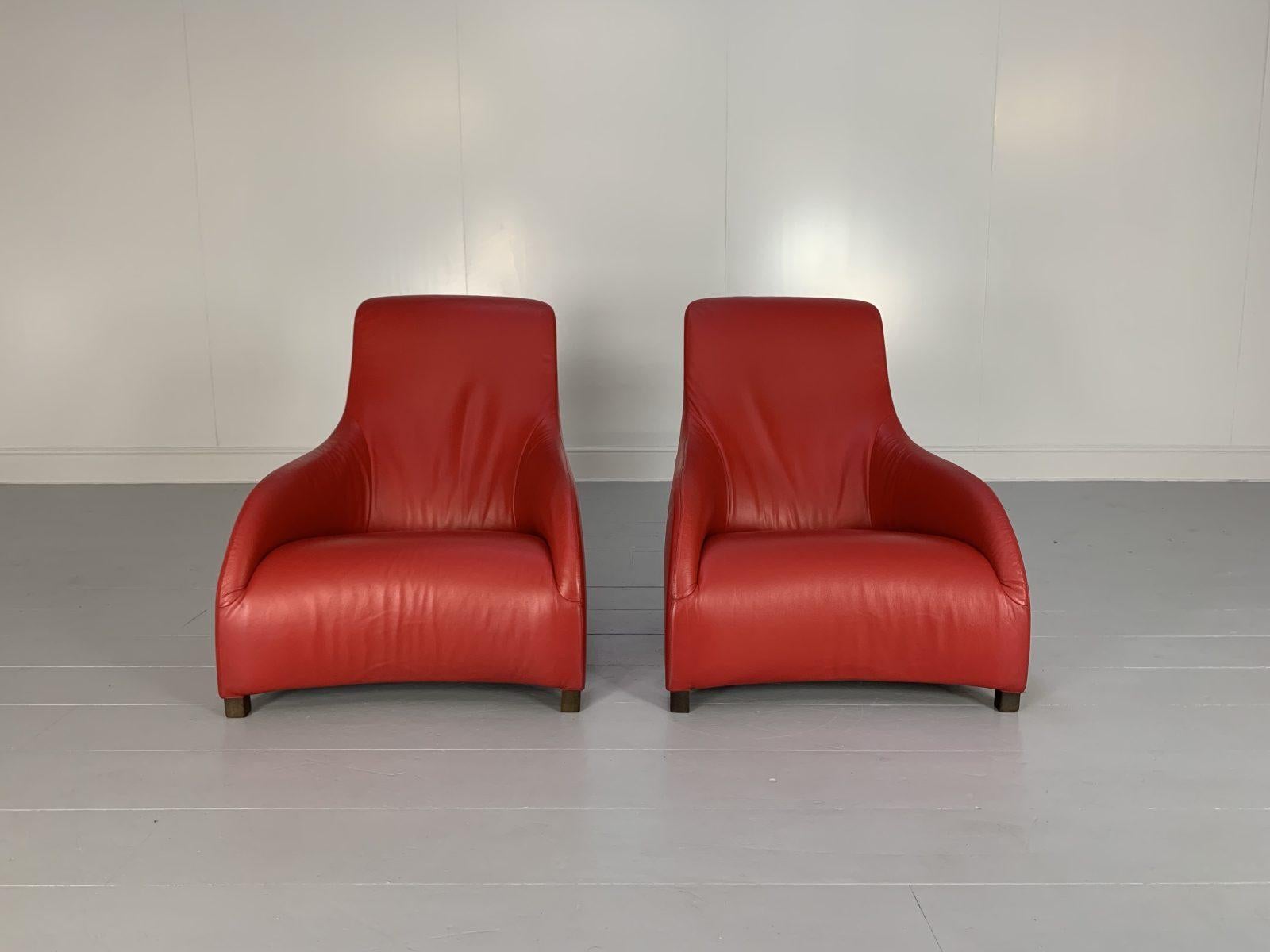 B&B Italia Armchairs, “Maxalto Kalos 9750”, in Red “Gamma” Leather In Good Condition For Sale In Barrowford, GB