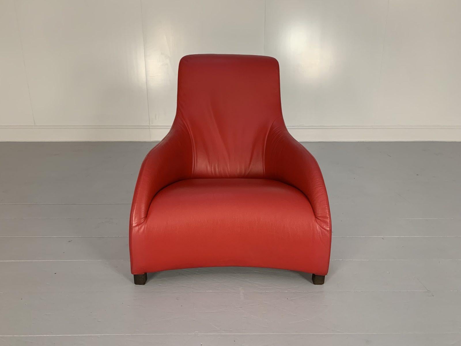 Contemporary B&B Italia Armchairs, “Maxalto Kalos 9750”, in Red “Gamma” Leather