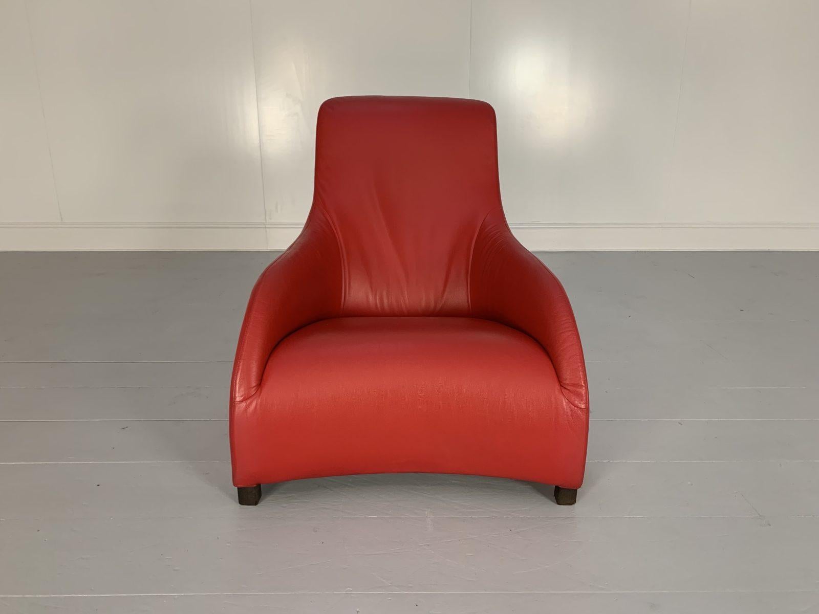 Contemporary B&B Italia Armchairs, “Maxalto Kalos 9750”, in Red “Gamma” Leather For Sale