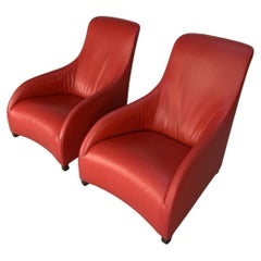 B&B Italia Armchairs, “Maxalto Kalos 9750”, in Red “Gamma” Leather