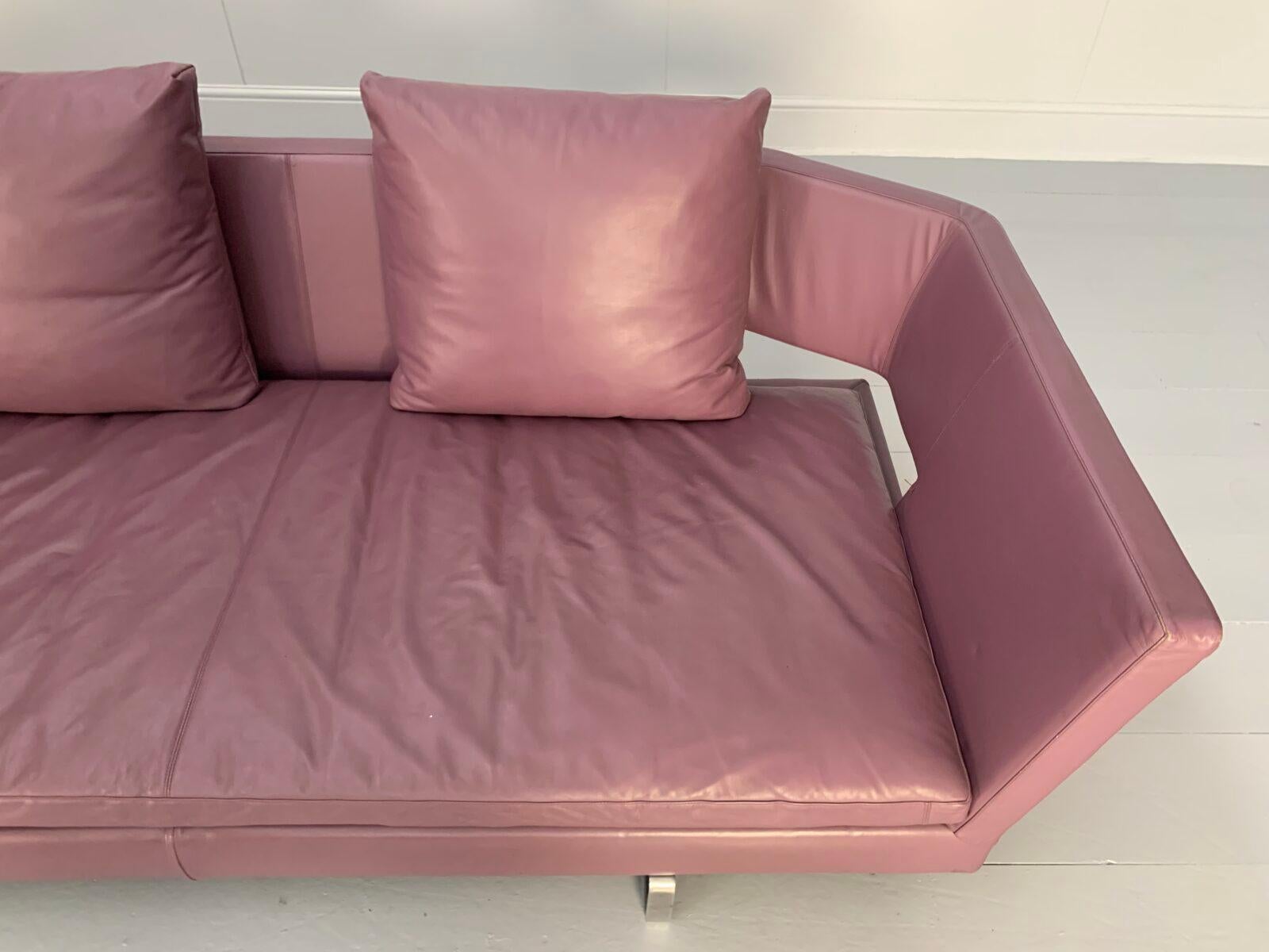 B&B ITALIA “ARNE” 6-Seat L-Shape Sofa – In Mauve Pale-Purple “GAMMA” Leather For Sale 5