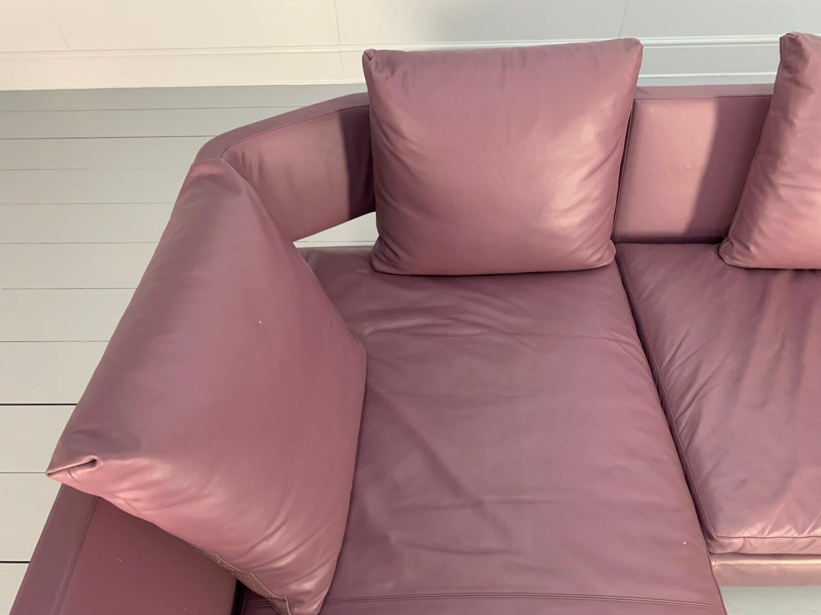 B&B ITALIA “ARNE” 6-Seat L-Shape Sofa – In Mauve Pale-Purple “GAMMA” Leather For Sale 3