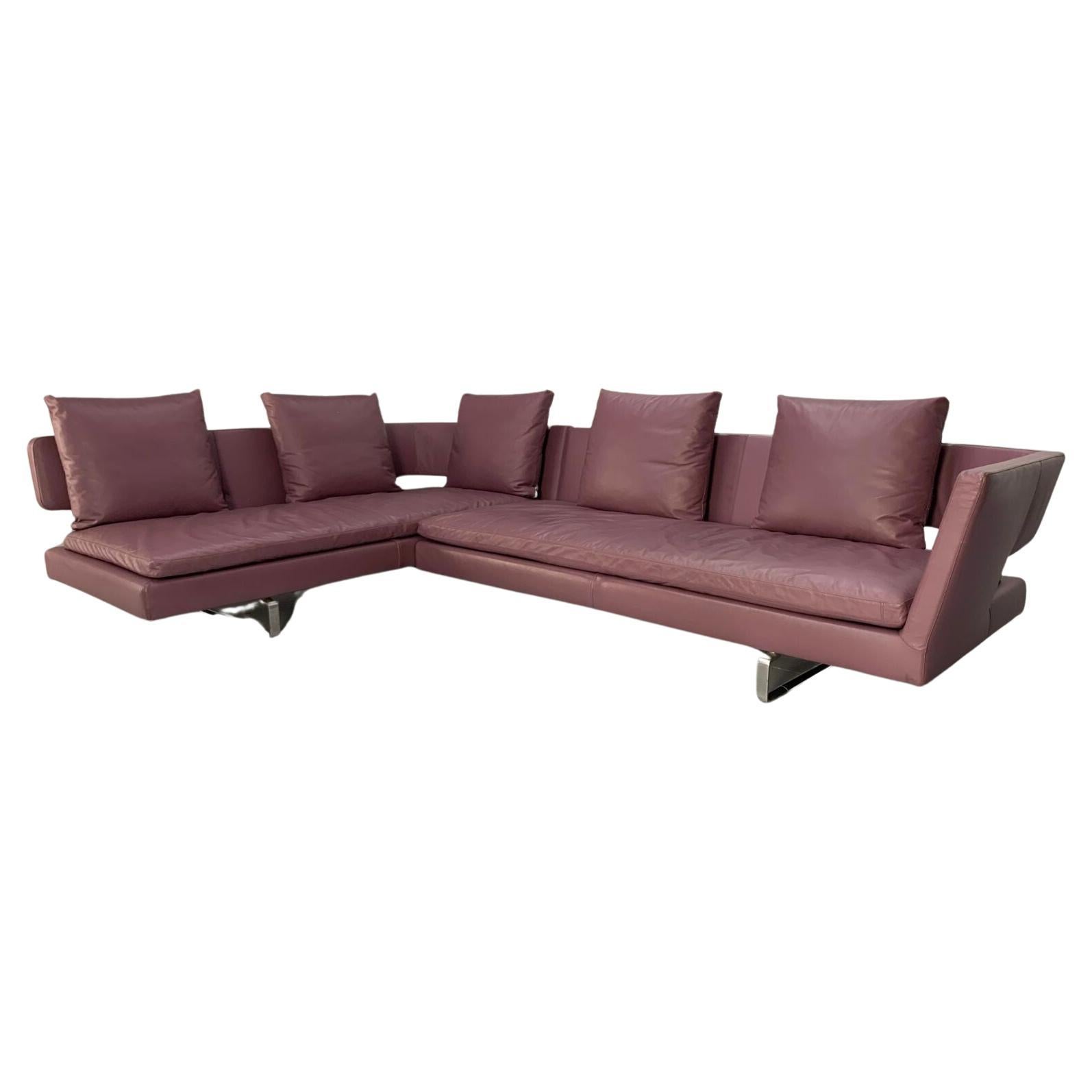 B&B ITALIA “ARNE” 6-Seat L-Shape Sofa – In Mauve Pale-Purple “GAMMA” Leather