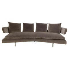 B&B Italia “Arne A252C” 4-Seat Curved Sofa in Grey Velvet