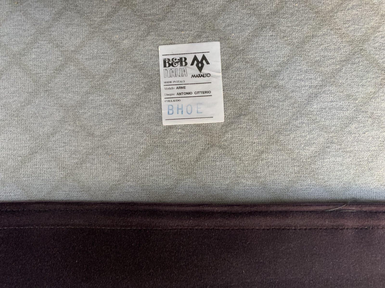 B&B Italia Arne A252C_1 4-sitziges geschwungenes Sofa aus lila Samt im Angebot 4
