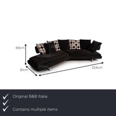 B&B Italia Arne Fabric Sofa Set Gray 1x Corner Sofa 1x Stool Couch