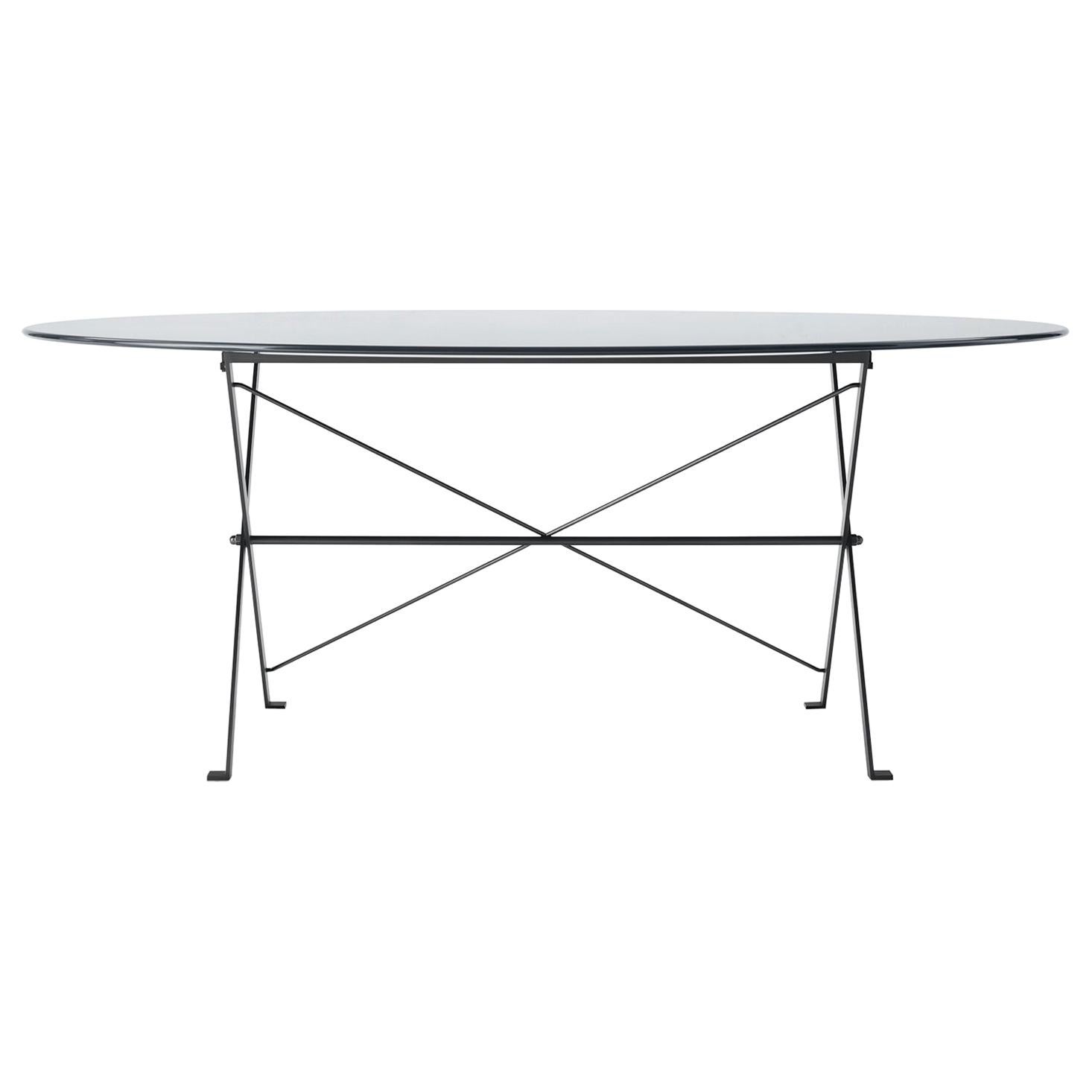 For Sale: Gray (1006L Anthracite Grey) Azucena Large Cavalletto Oval Table By Luigi Caccia Dominioni