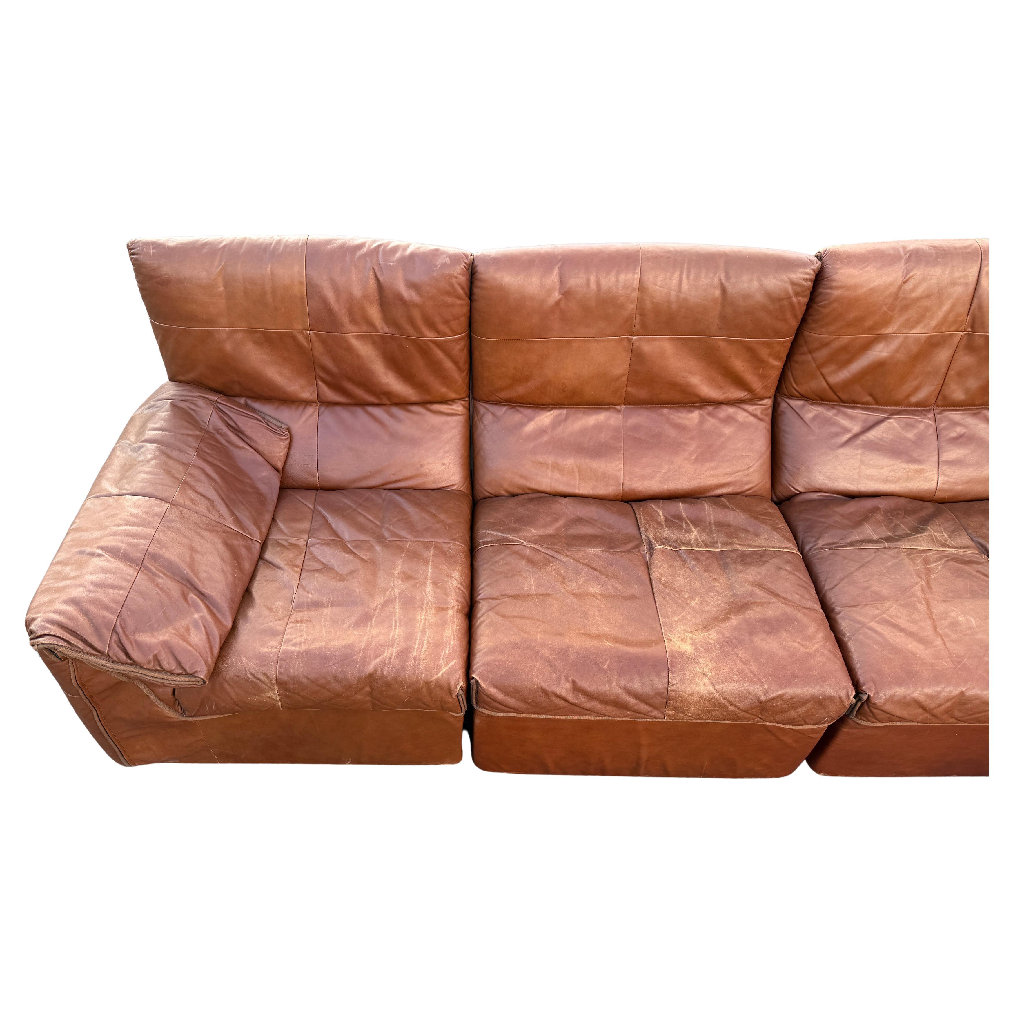 Italian B&B Italia Baia Leather Sectional Sofa by Antonio Citterio & Paolo Nava 1970