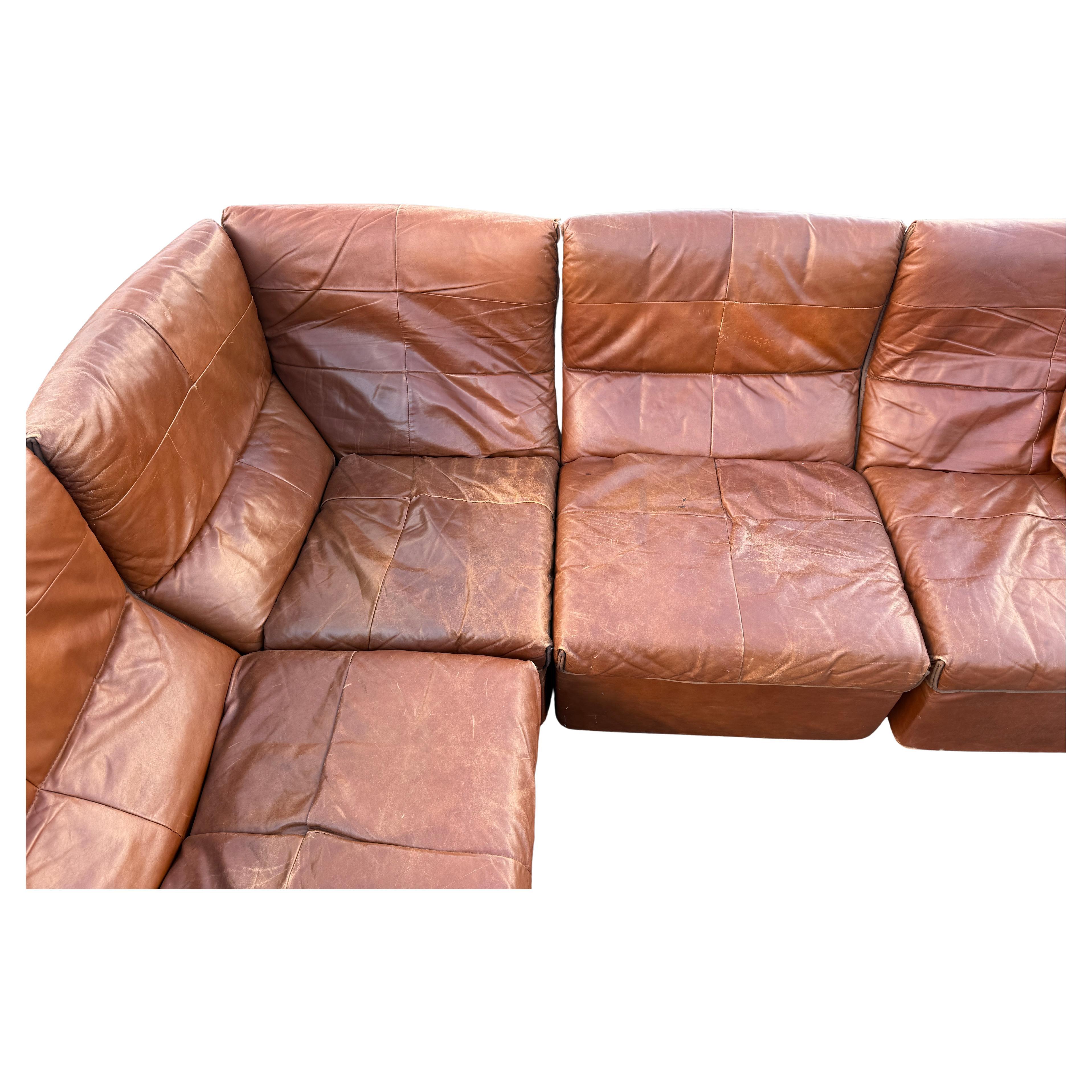 B&B Italia Baia Leather Sectional Sofa by Antonio Citterio & Paolo Nava 1970 In Good Condition In BROOKLYN, NY