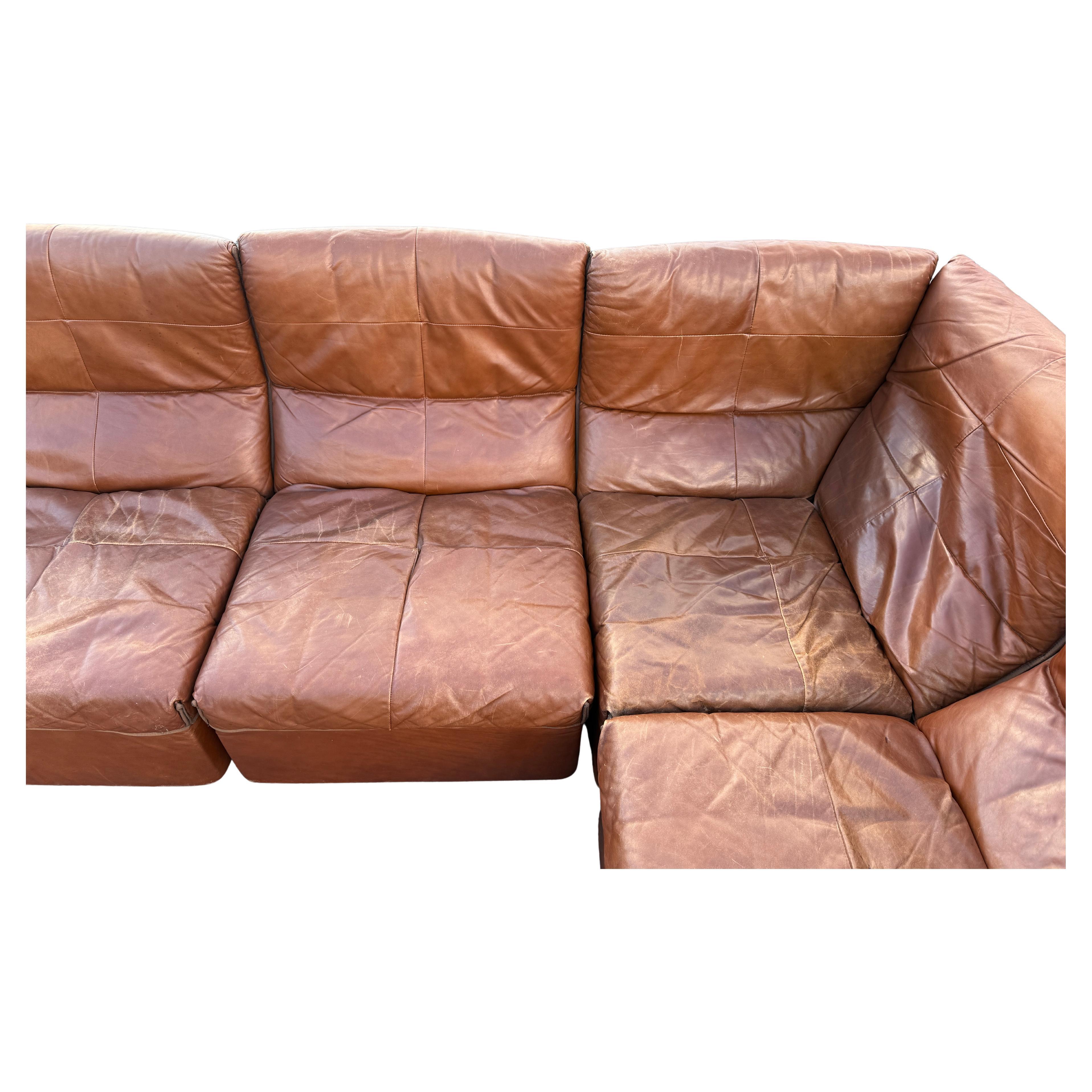 Late 20th Century B&B Italia Baia Leather Sectional Sofa by Antonio Citterio & Paolo Nava 1970