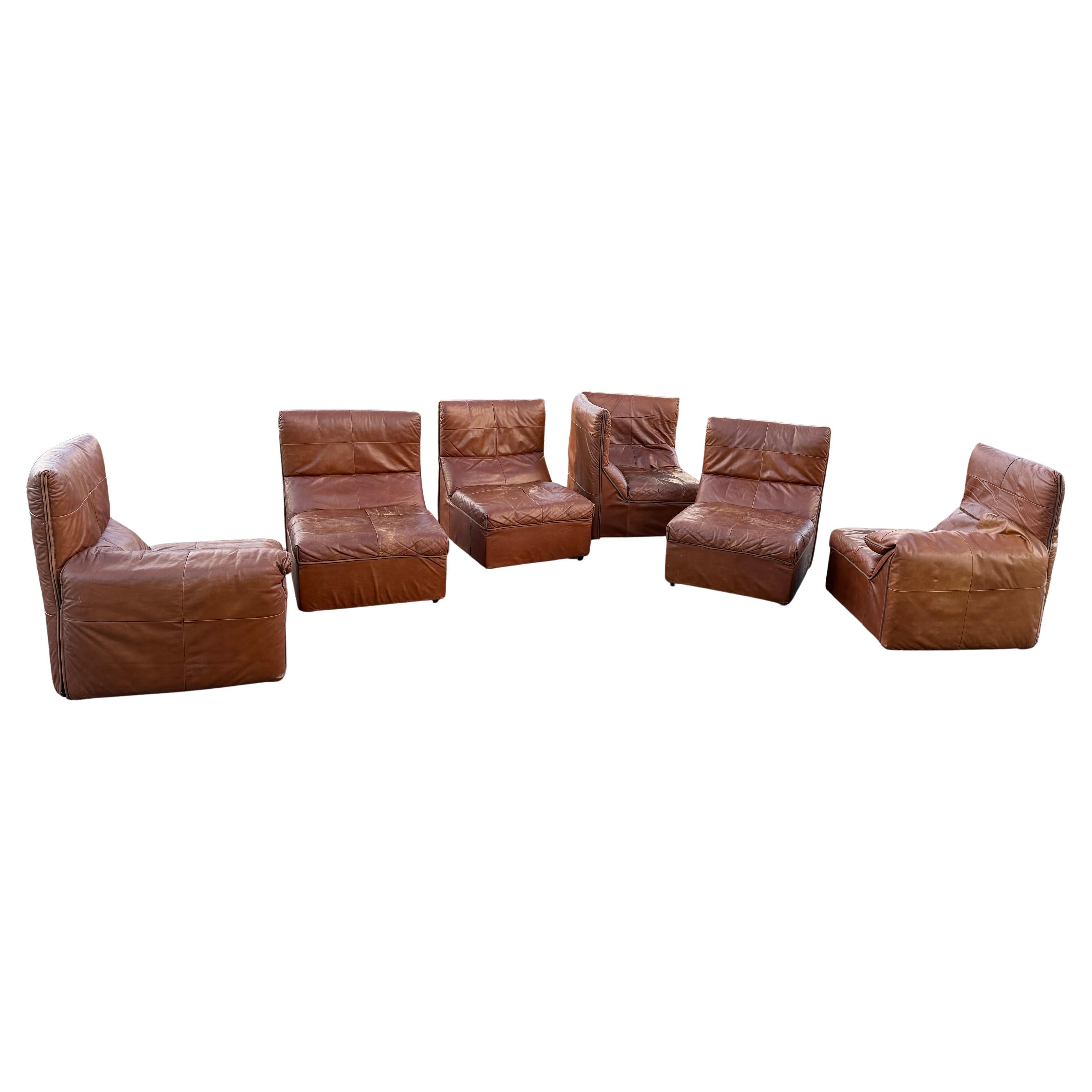 Steel B&B Italia Baia Leather Sectional Sofa by Antonio Citterio & Paolo Nava 1970