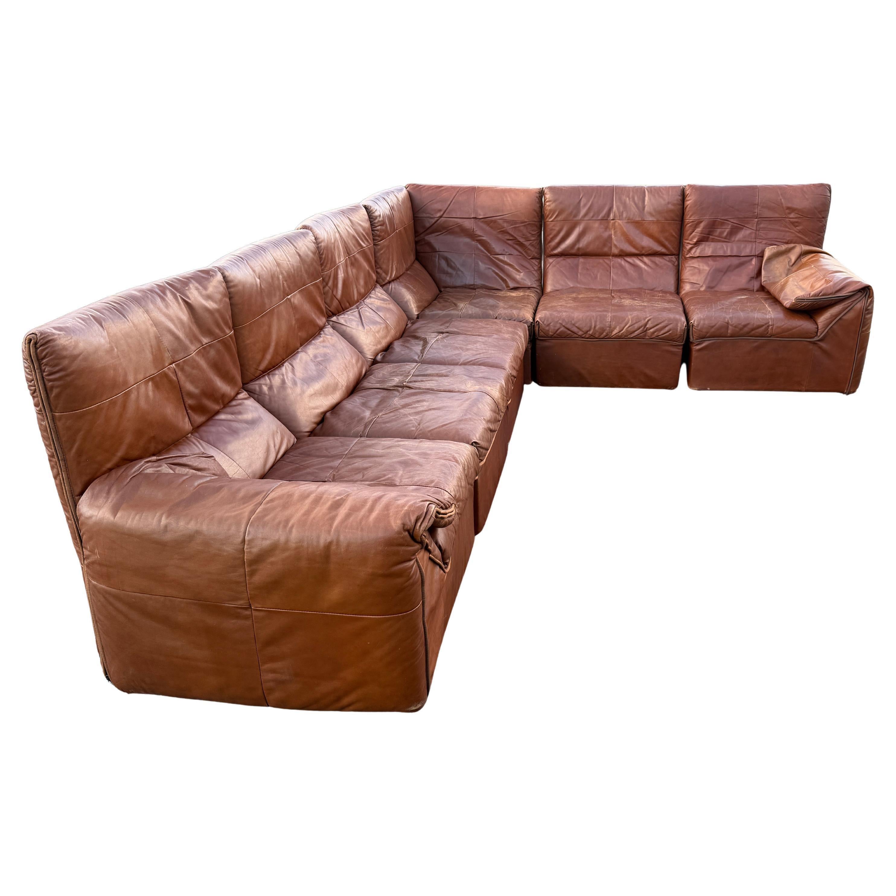 B&B Italia Baia Leather Modular Sofa by Antonio Citterio & Paolo Nava 1970 en vente 2