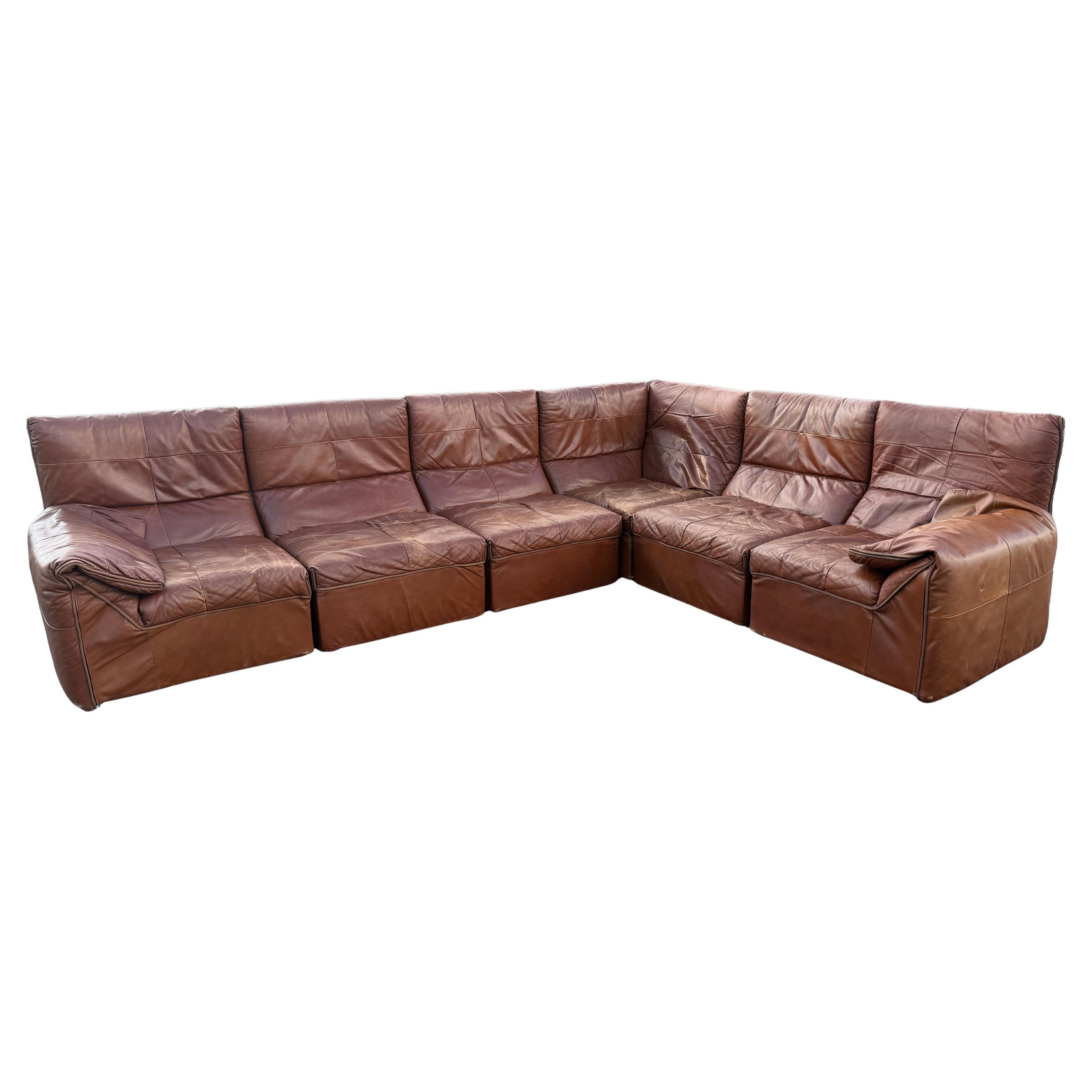 B&B Italia Baia Leather Modular Sofa by Antonio Citterio & Paolo Nava 1970